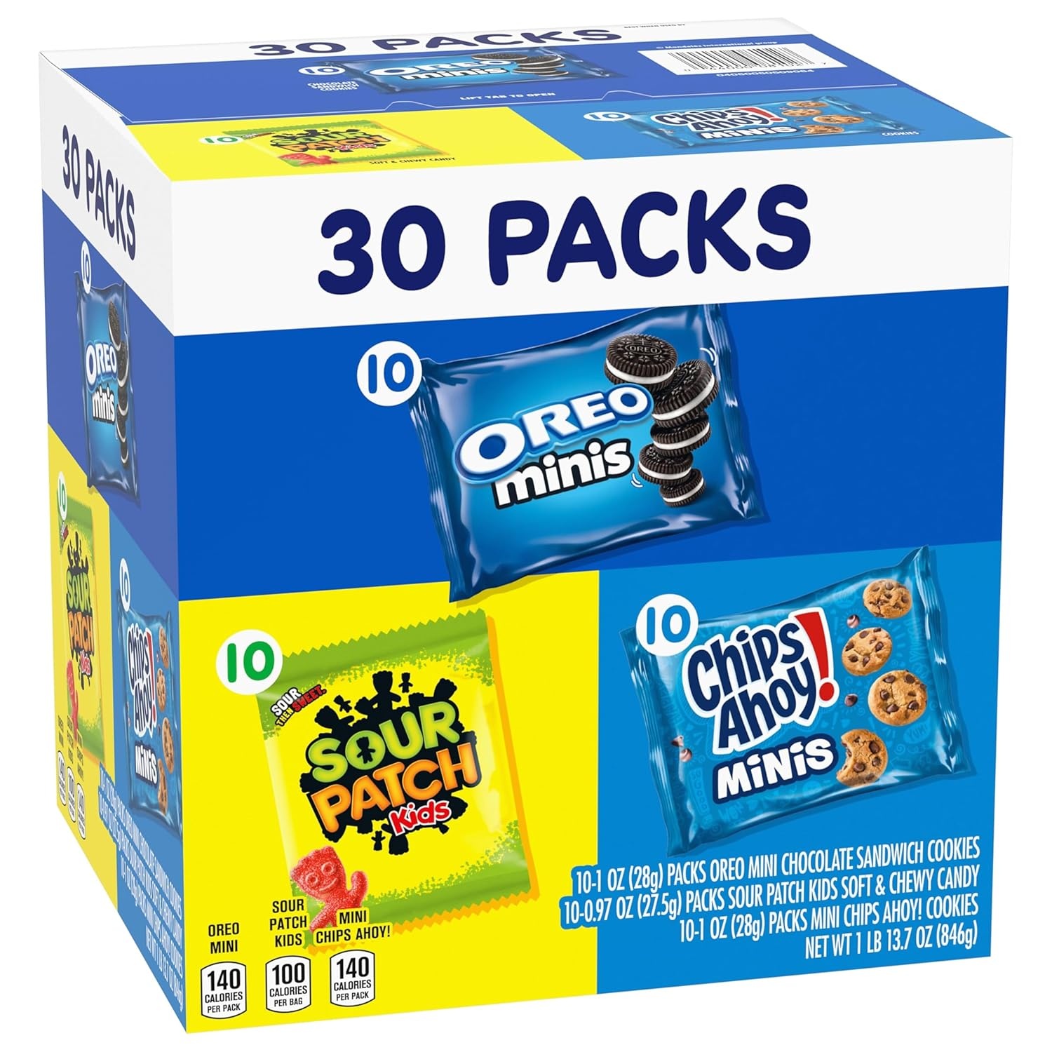 image:imageNabisco Cookies and Candy Variety Pack SOUR PATCH KIDS Soft amp Chewy Gummy Candy OREO Minis and CHIPS AHOY Minis Cookies 30 Snack Packs