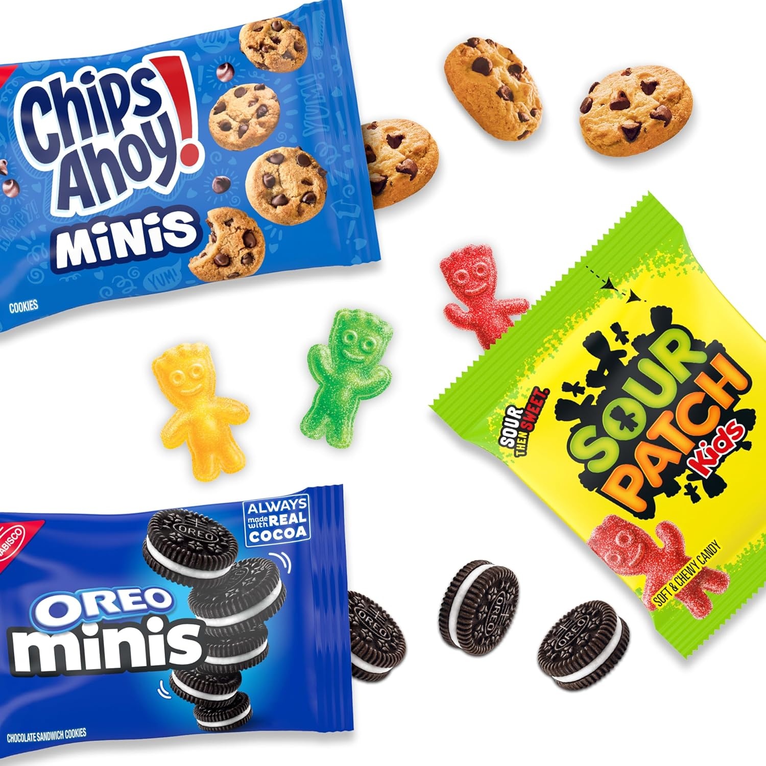 image:imageNabisco Cookies and Candy Variety Pack SOUR PATCH KIDS Soft amp Chewy Gummy Candy OREO Minis and CHIPS AHOY Minis Cookies 30 Snack Packs