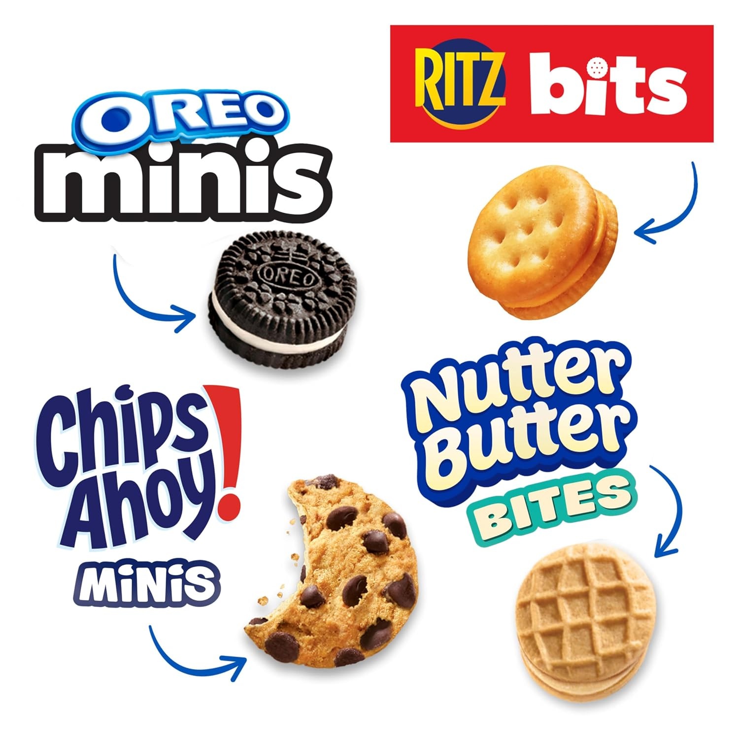image:imageNabisco Snacks Variety Pack OREO Minis Nutter Butter Bites CHIPS AHOY Minis Cookies and RITZ Bits Cheese Sandwich Crackers 20 Snack Packs1 Ounce Pack of 20
