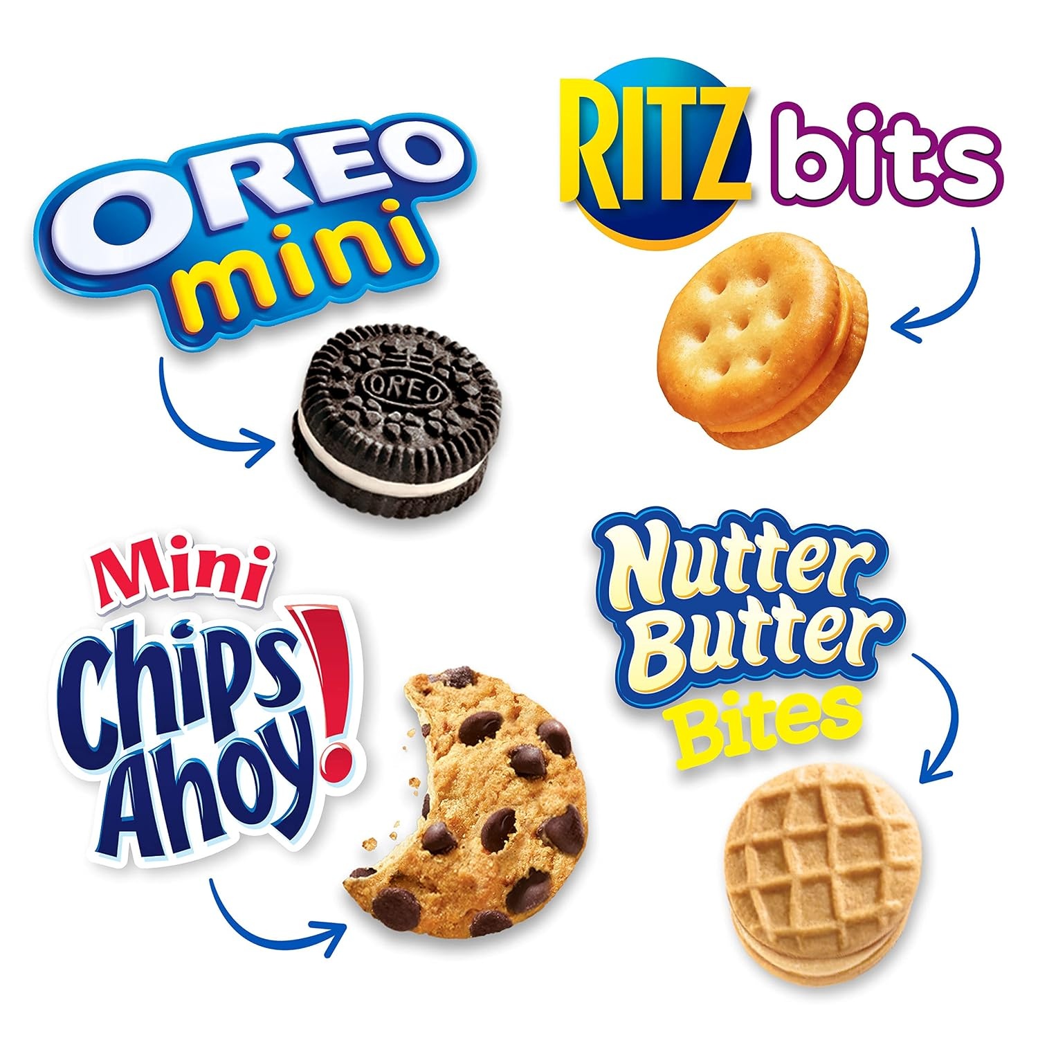 image:imageNabisco Snacks Variety Pack OREO Minis Nutter Butter Bites CHIPS AHOY Minis Cookies and RITZ Bits Cheese Sandwich Crackers 20 Snack Packs1 Ounce Pack of 80