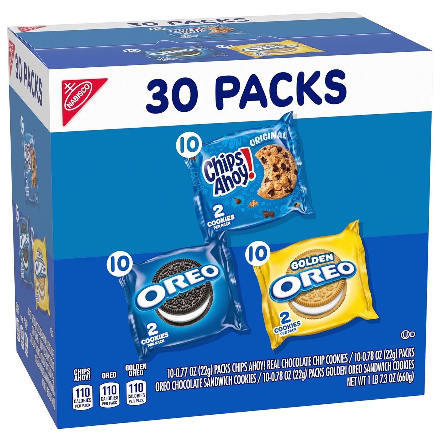 image:imageNabisco Sweet Treats Cookie Variety Pack OREO OREO Golden amp CHIPS AHOY 30 Snack Packs 2 Cookies Per Pack30 Count Pack of 1