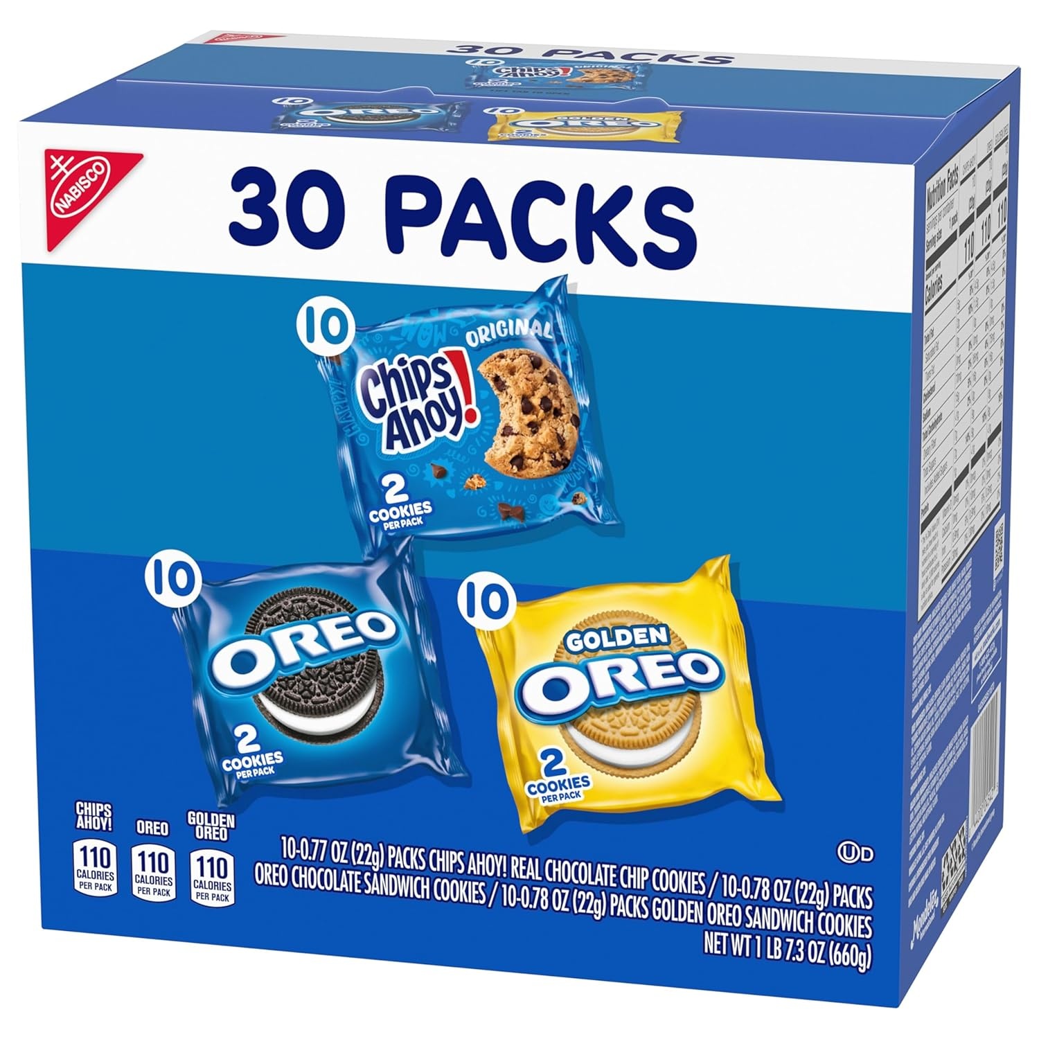 image:imageNabisco Sweet Treats Cookie Variety Pack OREO OREO Golden amp CHIPS AHOY 30 Snack Packs 2 Cookies Per Pack30 Count Pack of 1
