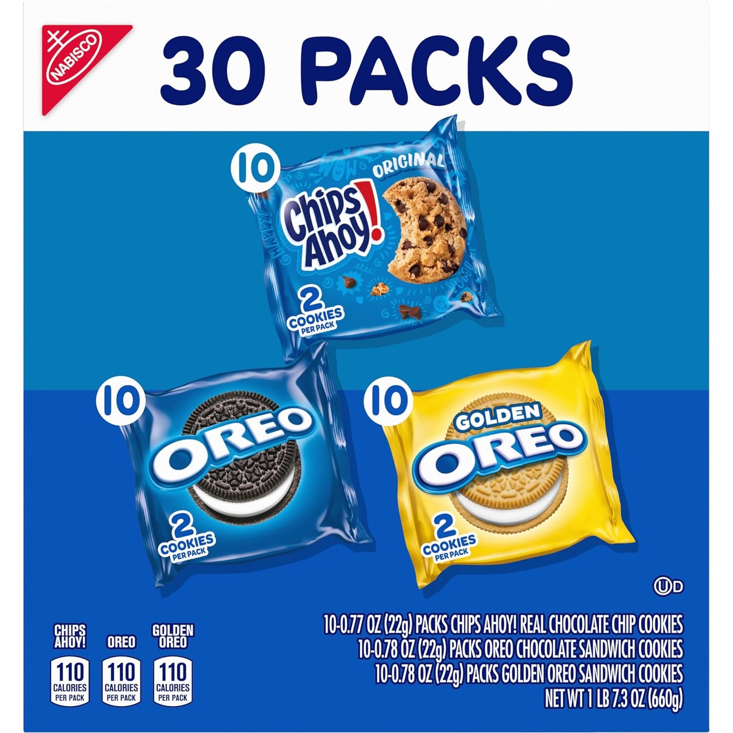 image:imageNabisco Sweet Treats Cookie Variety Pack OREO OREO Golden amp CHIPS AHOY 30 Snack Packs 2 Cookies Per Pack30 Count Pack of 1