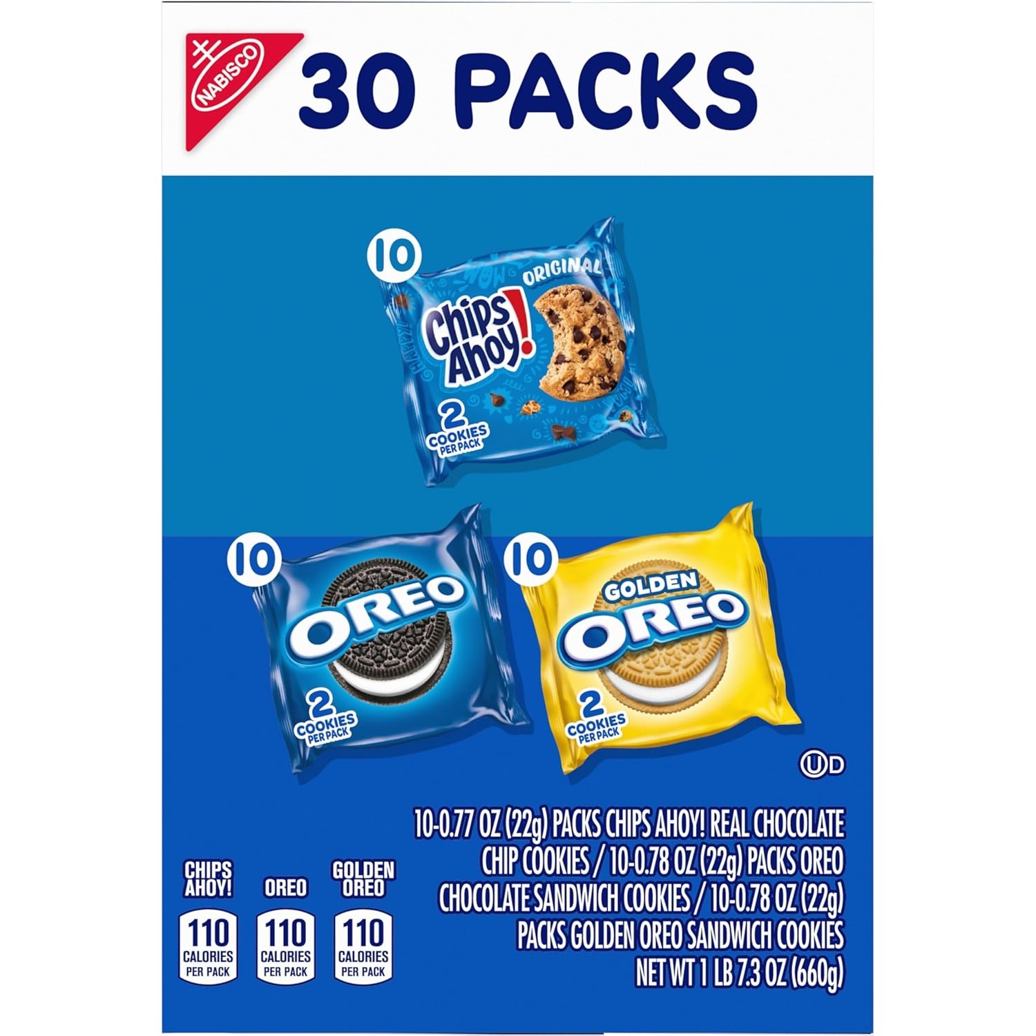 image:imageNabisco Sweet Treats Cookie Variety Pack OREO OREO Golden amp CHIPS AHOY 30 Snack Packs 2 Cookies Per Pack30 Count Pack of 1