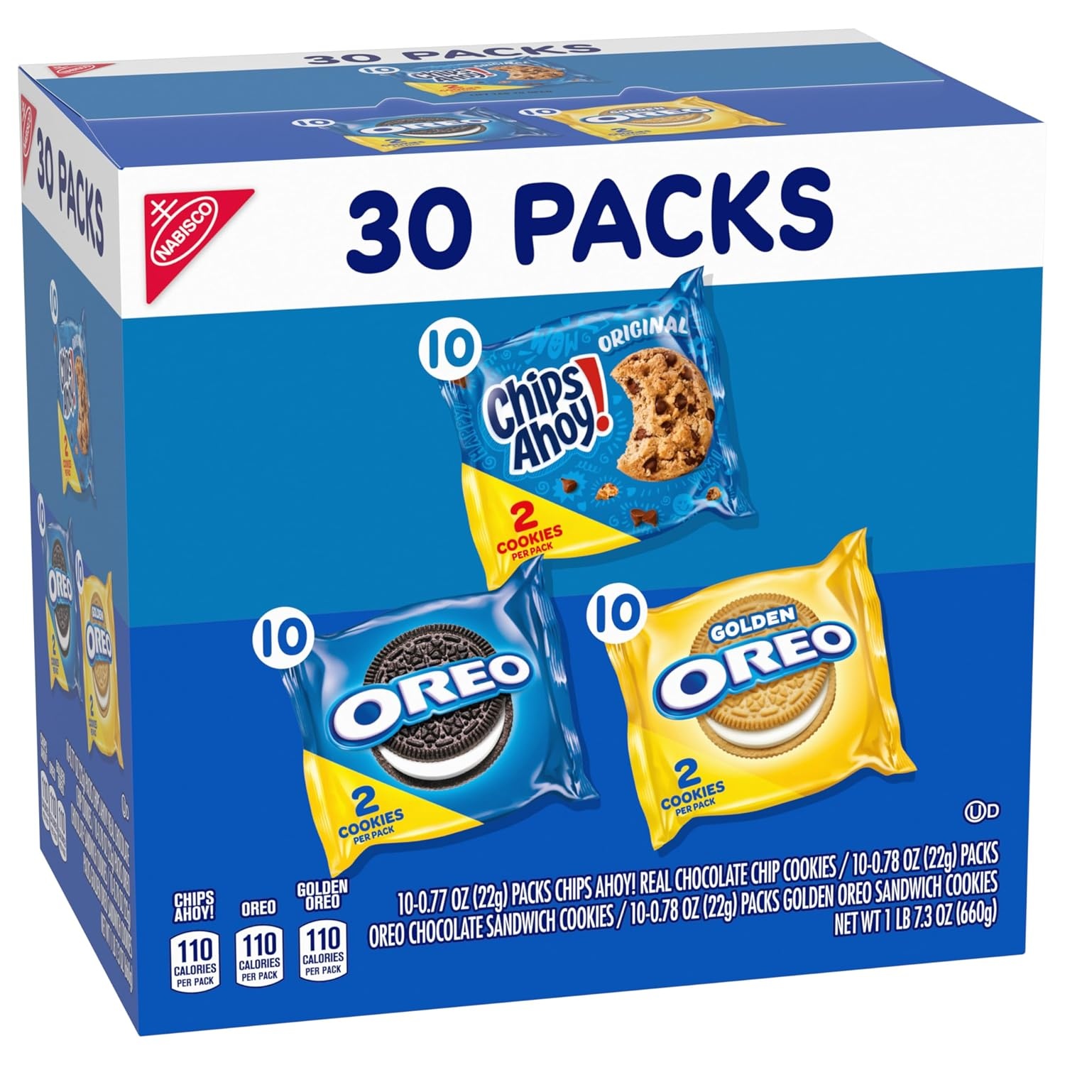 image:imageNabisco Sweet Treats Cookie Variety Pack OREO OREO Golden amp CHIPS AHOY 30 Snack Packs 2 Cookies Per Pack30 Count Pack of 2