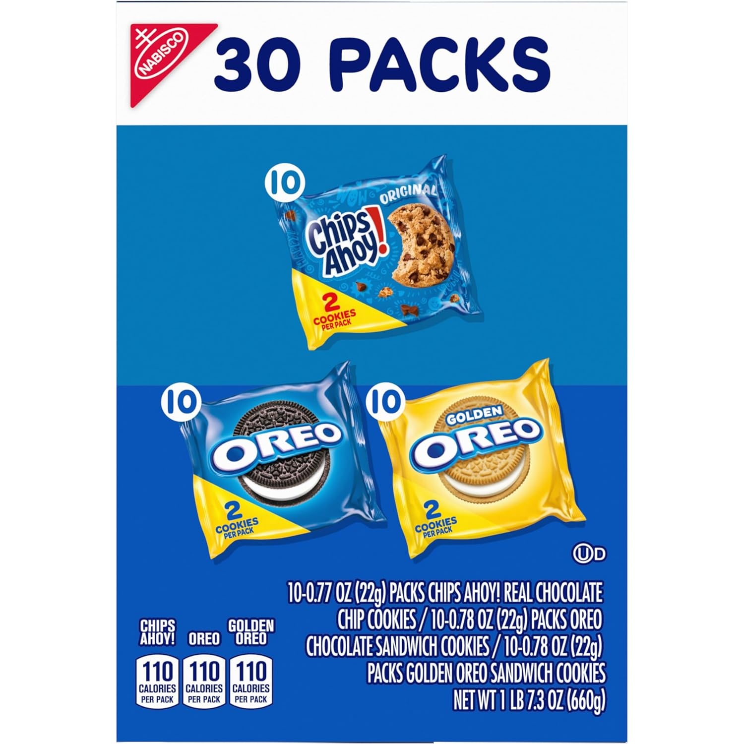 image:imageNabisco Sweet Treats Cookie Variety Pack OREO OREO Golden amp CHIPS AHOY 30 Snack Packs 2 Cookies Per Pack30 Count Pack of 2
