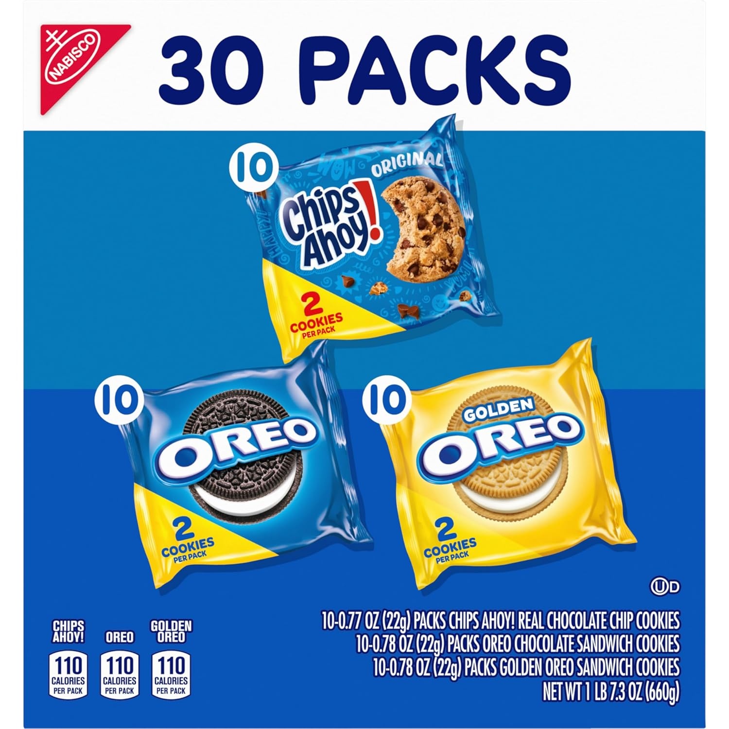 image:imageNabisco Sweet Treats Cookie Variety Pack OREO OREO Golden amp CHIPS AHOY 30 Snack Packs 2 Cookies Per Pack30 Count Pack of 2