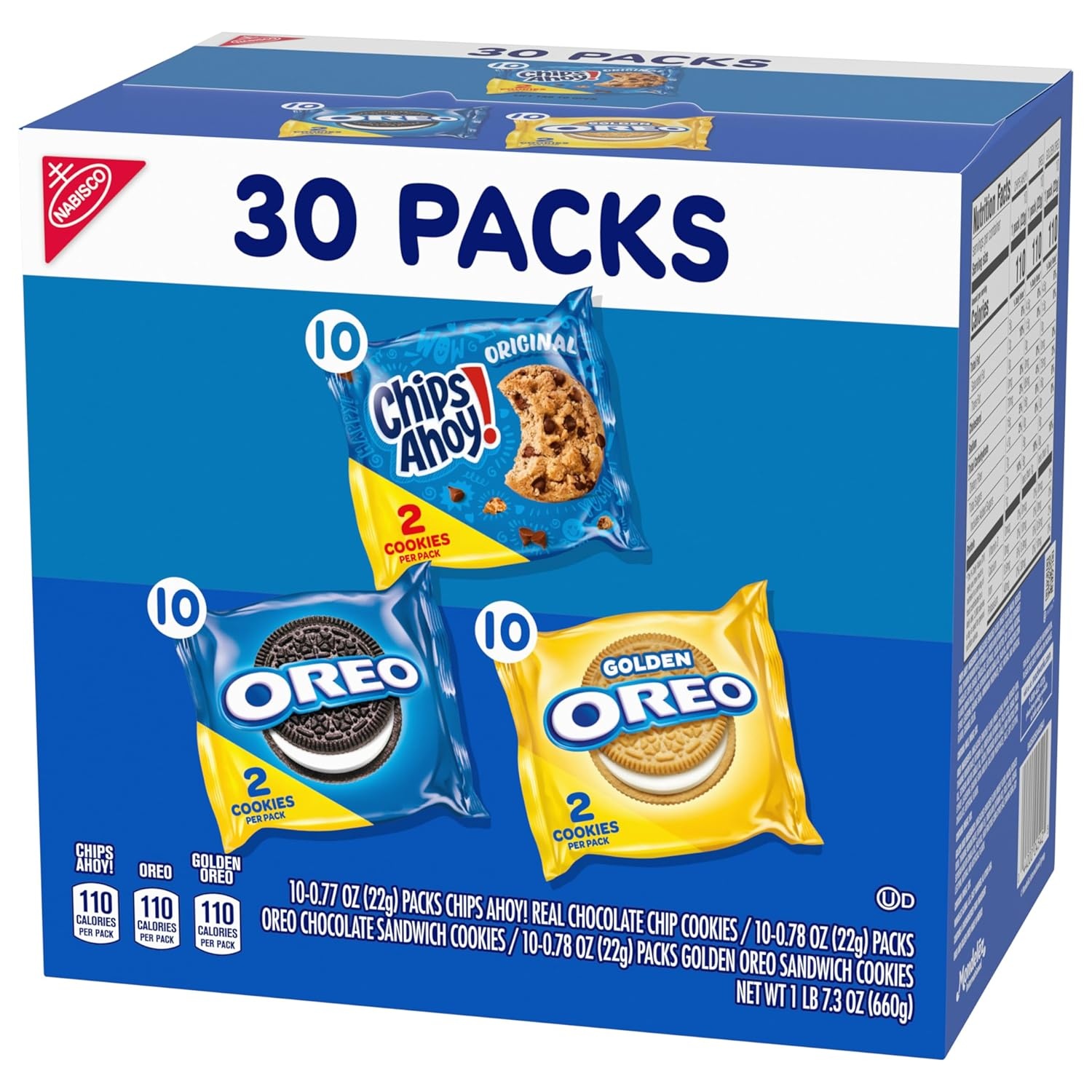 image:imageNabisco Sweet Treats Cookie Variety Pack OREO OREO Golden amp CHIPS AHOY 30 Snack Packs 2 Cookies Per Pack30 Count Pack of 2