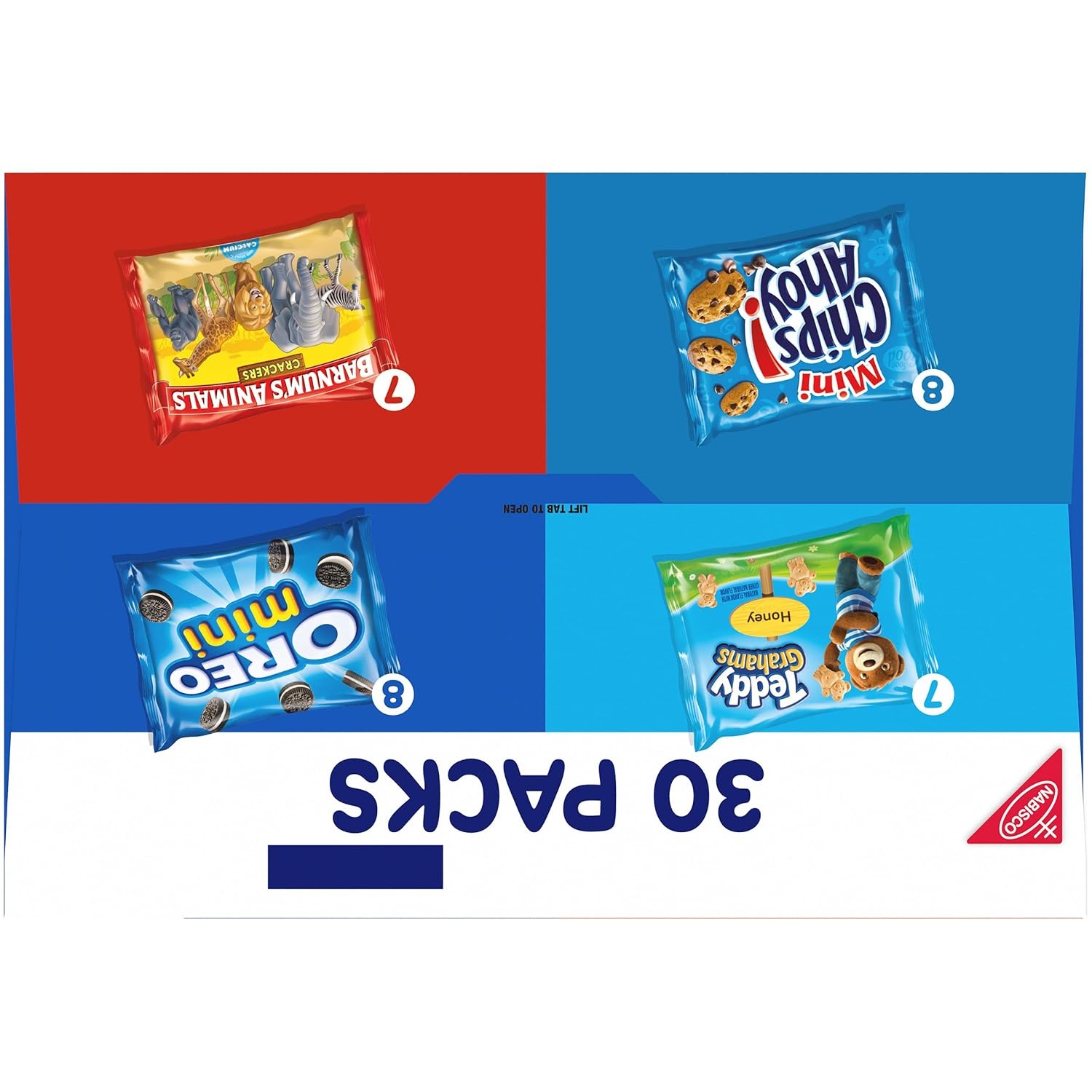 image:imageNabisco Team Favorites Variety Pack Oreo Mini Chips Ahoy Mini Teddy Grahams Honey and Barnums Animal Crackers 30 Snack Packs1 Ounce Pack of 120