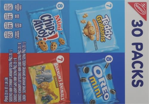 image:imageNabisco Team Favorites Variety Pack Oreo Mini Chips Ahoy Mini Teddy Grahams Honey and Barnums Animal Crackers 30 Snack Packs1 Ounce Pack of 120