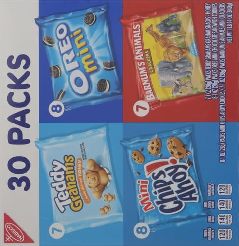 image:imageNabisco Team Favorites Variety Pack Oreo Mini Chips Ahoy Mini Teddy Grahams Honey and Barnums Animal Crackers 30 Snack Packs1 Ounce Pack of 120