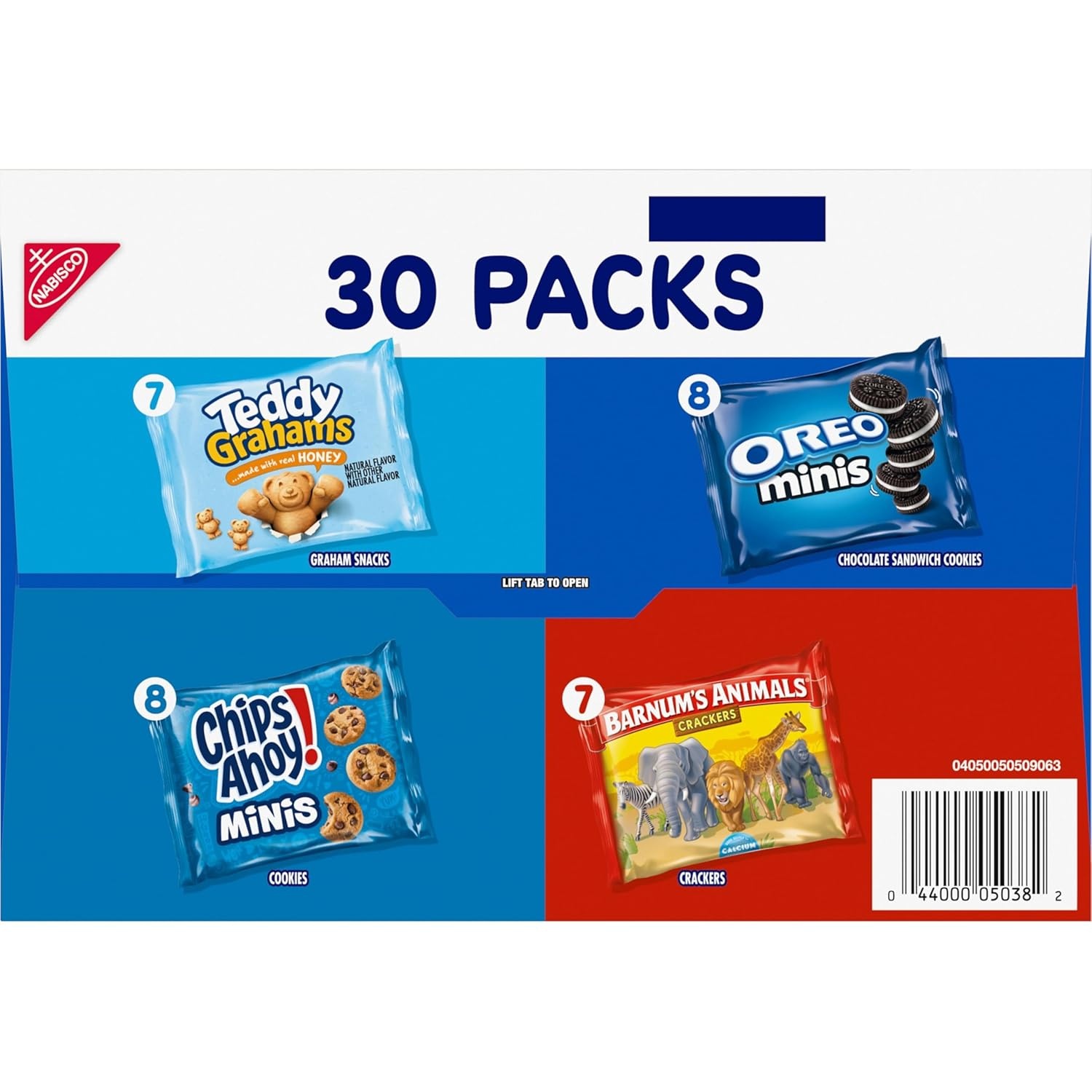 image:imageNabisco Team Favorites Variety Pack Oreo Mini Chips Ahoy Mini Teddy Grahams Honey and Barnums Animal Crackers 30 Snack Packs1 Ounce Pack of 30