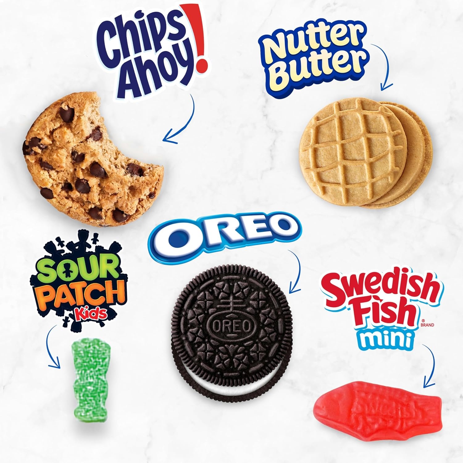 image:imageOREO CHIPS AHOY Nutter Butter SOUR PATCH KIDS amp SWEDISH FISH Candy amp Cookies Variety Pack 40 Snack Packs40 Piece Set