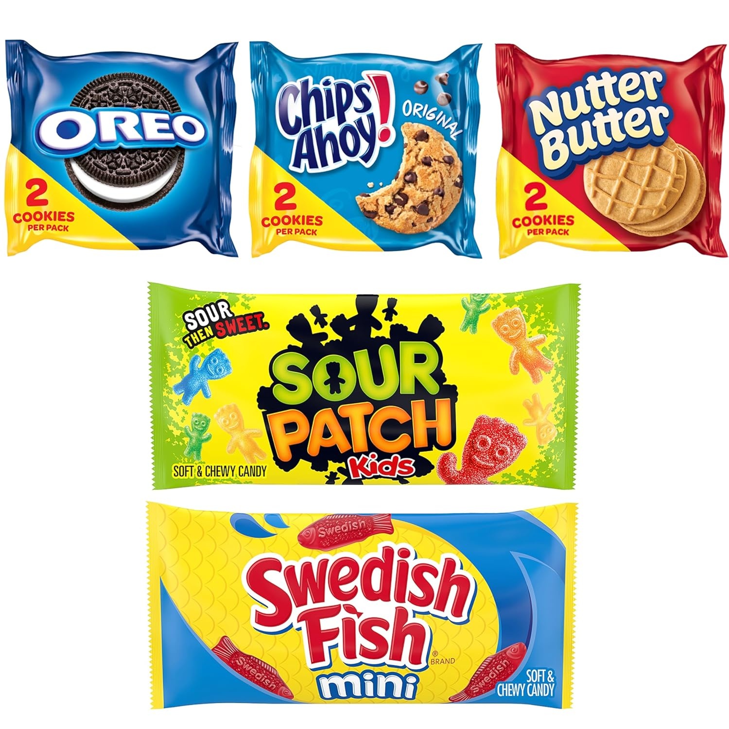 image:imageOREO CHIPS AHOY Nutter Butter SOUR PATCH KIDS amp SWEDISH FISH Candy amp Cookies Variety Pack 40 Snack Packs40 Piece Set Pack of 2