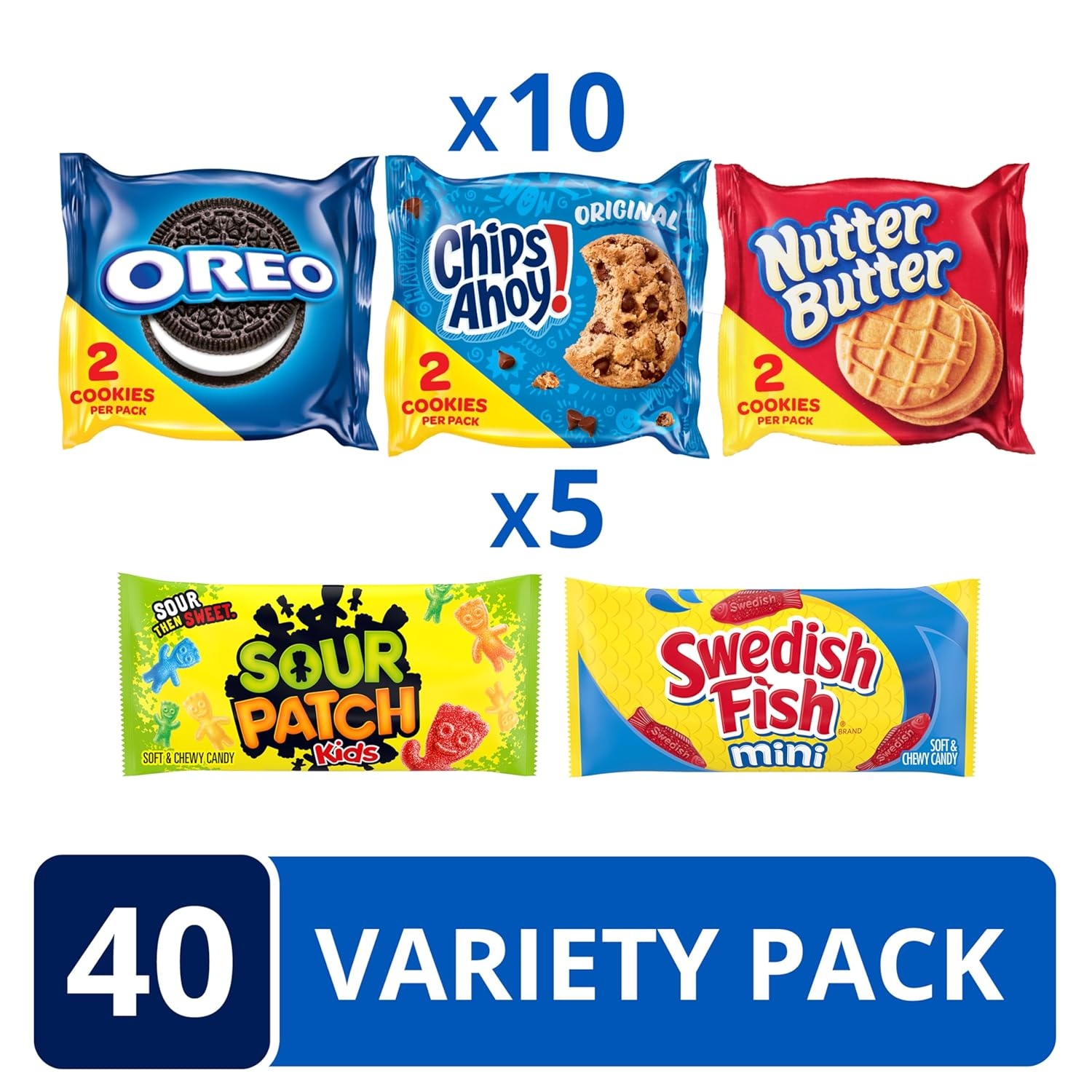 image:imageOREO CHIPS AHOY Nutter Butter SOUR PATCH KIDS amp SWEDISH FISH Candy amp Cookies Variety Pack 40 Snack Packs40 Piece Set Pack of 2
