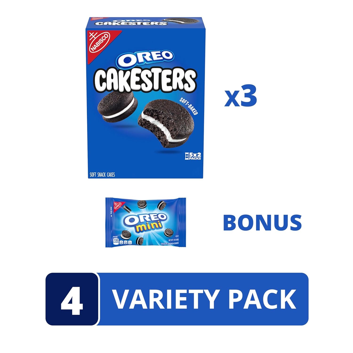 image:imageOREO Cakesters Soft Snack Cakes 35 Count Packs 15 Total Snack Packs Bonus OREO Mini Cookie Snack Pack