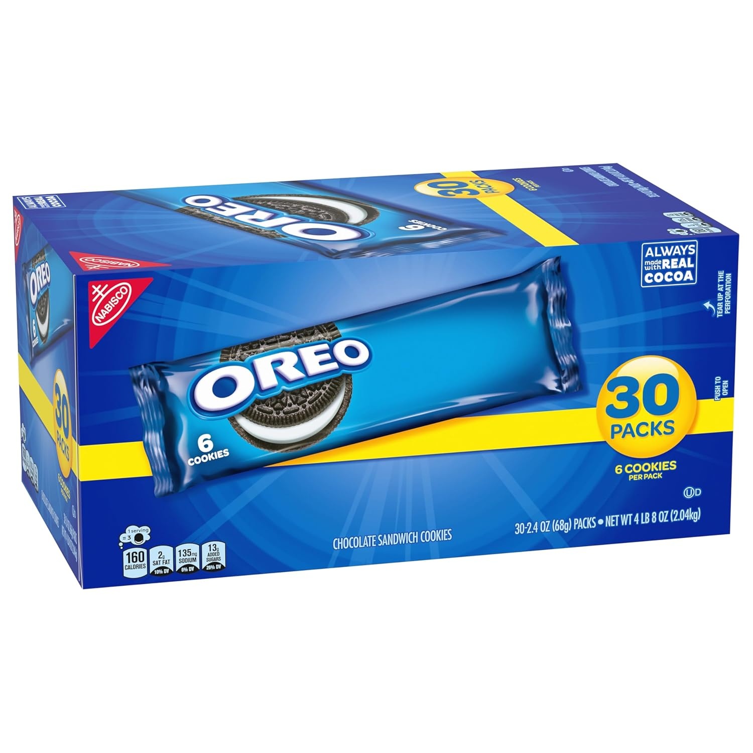 image:imageOREO Chocolate Sandwich Cookies 120 Snack Packs 6 Cookies Per Pack 4 Boxes