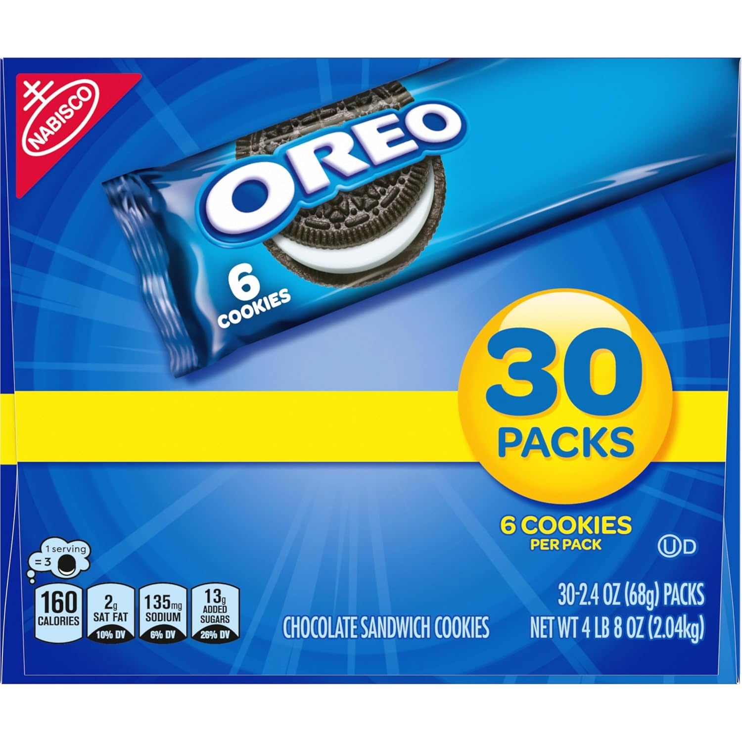image:imageOREO Chocolate Sandwich Cookies 120 Snack Packs 6 Cookies Per Pack 4 Boxes