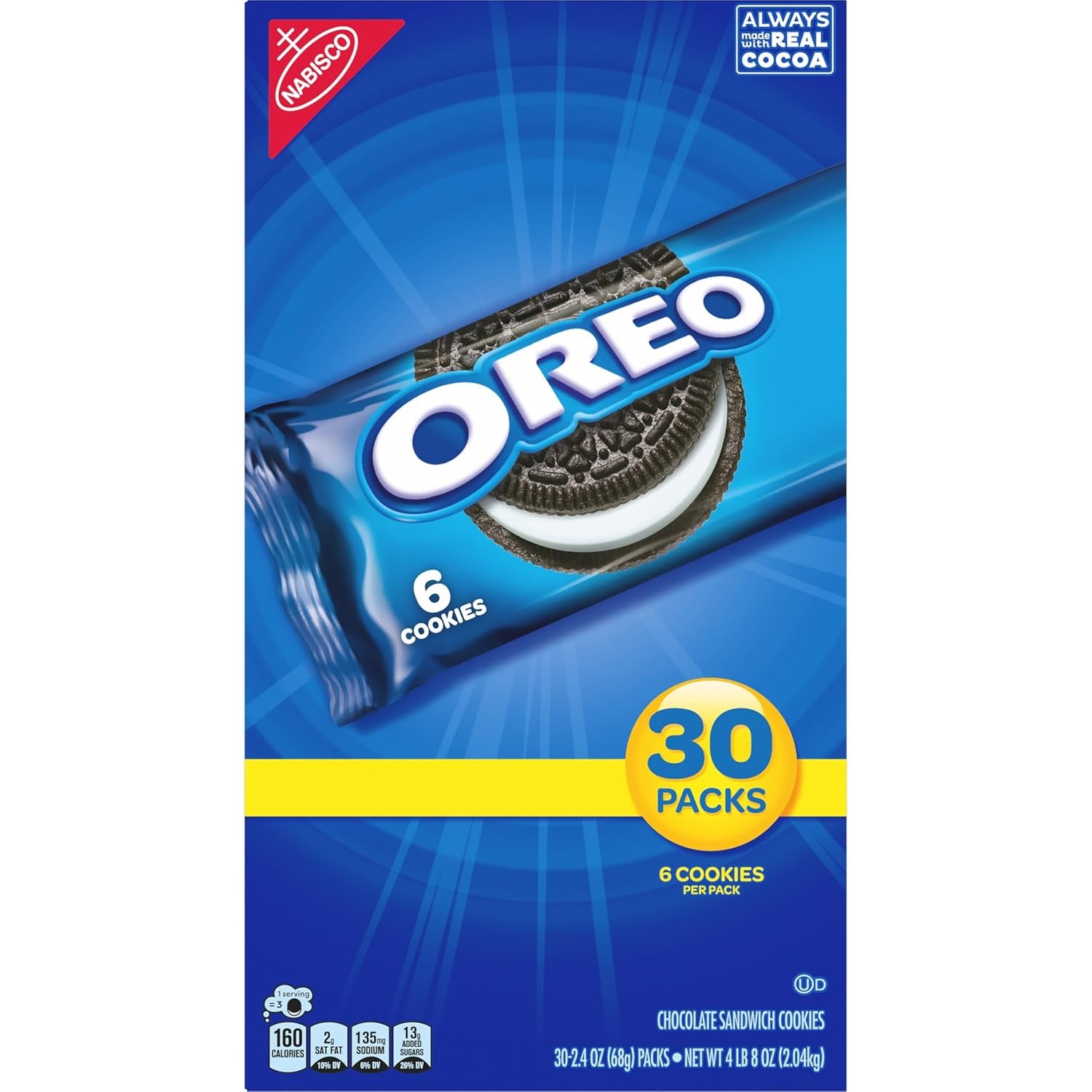 image:imageOREO Chocolate Sandwich Cookies 120 Snack Packs 6 Cookies Per Pack 4 Boxes