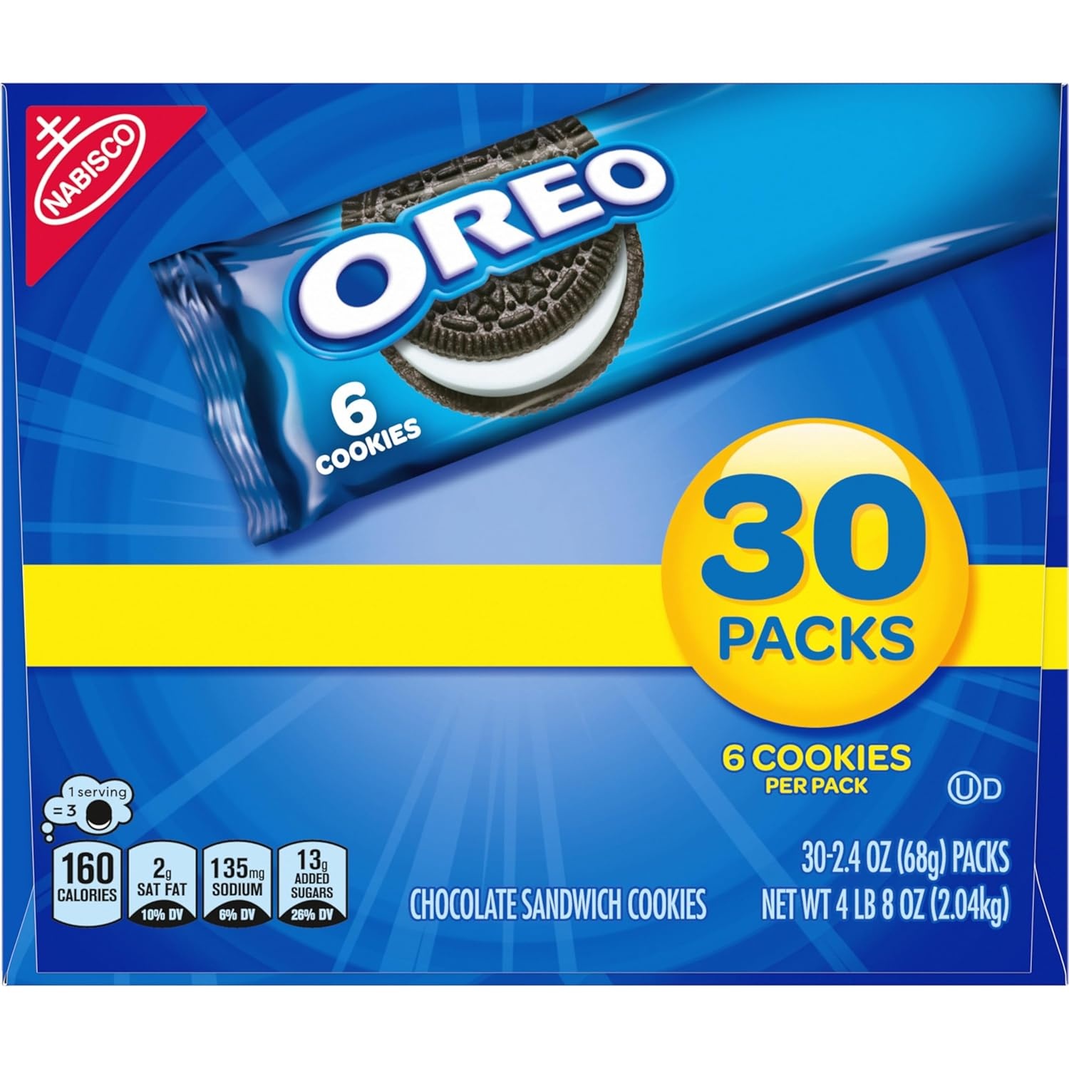 image:imageOREO Chocolate Sandwich Cookies 120 Snack Packs 6 Cookies Per Pack 4 Boxes