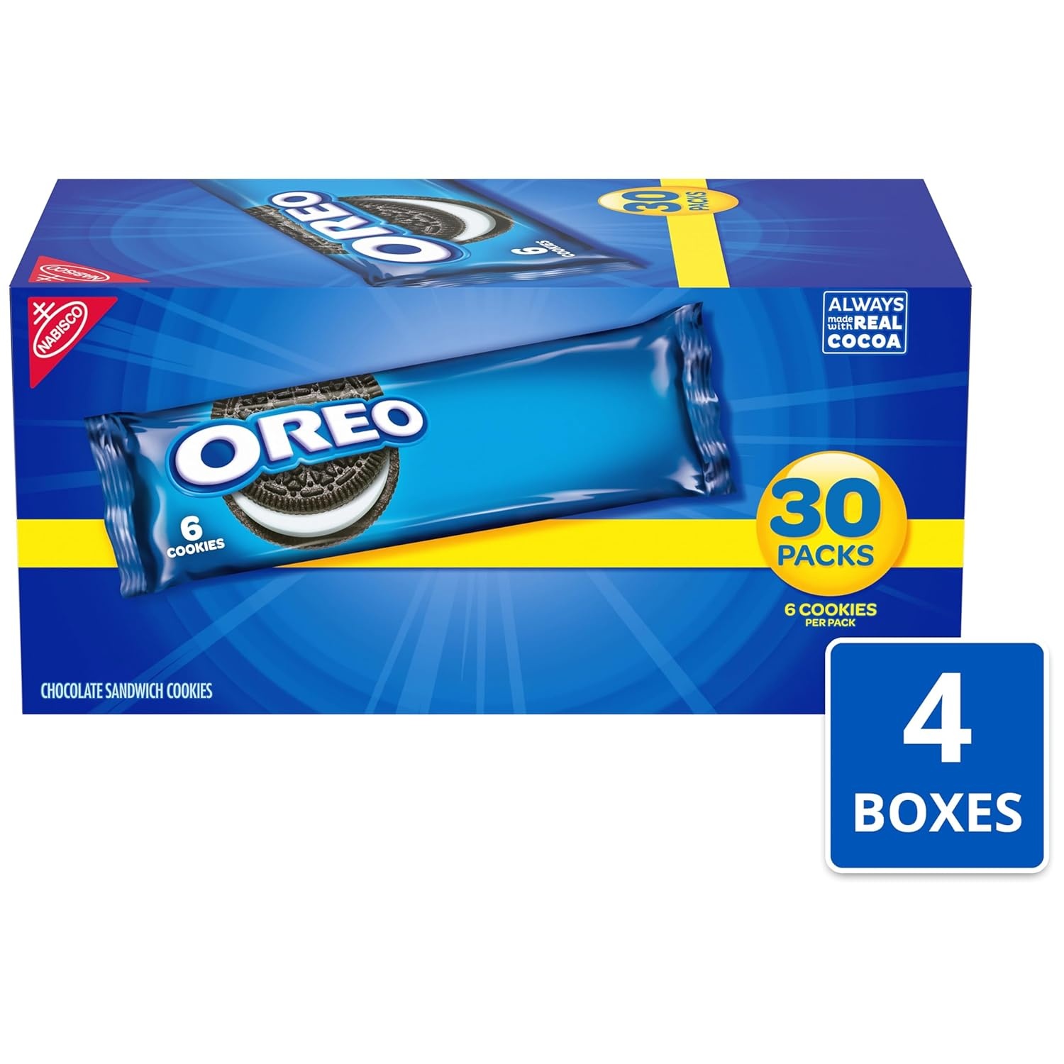 image:imageOREO Chocolate Sandwich Cookies 120 Snack Packs 6 Cookies Per Pack 4 Boxes
