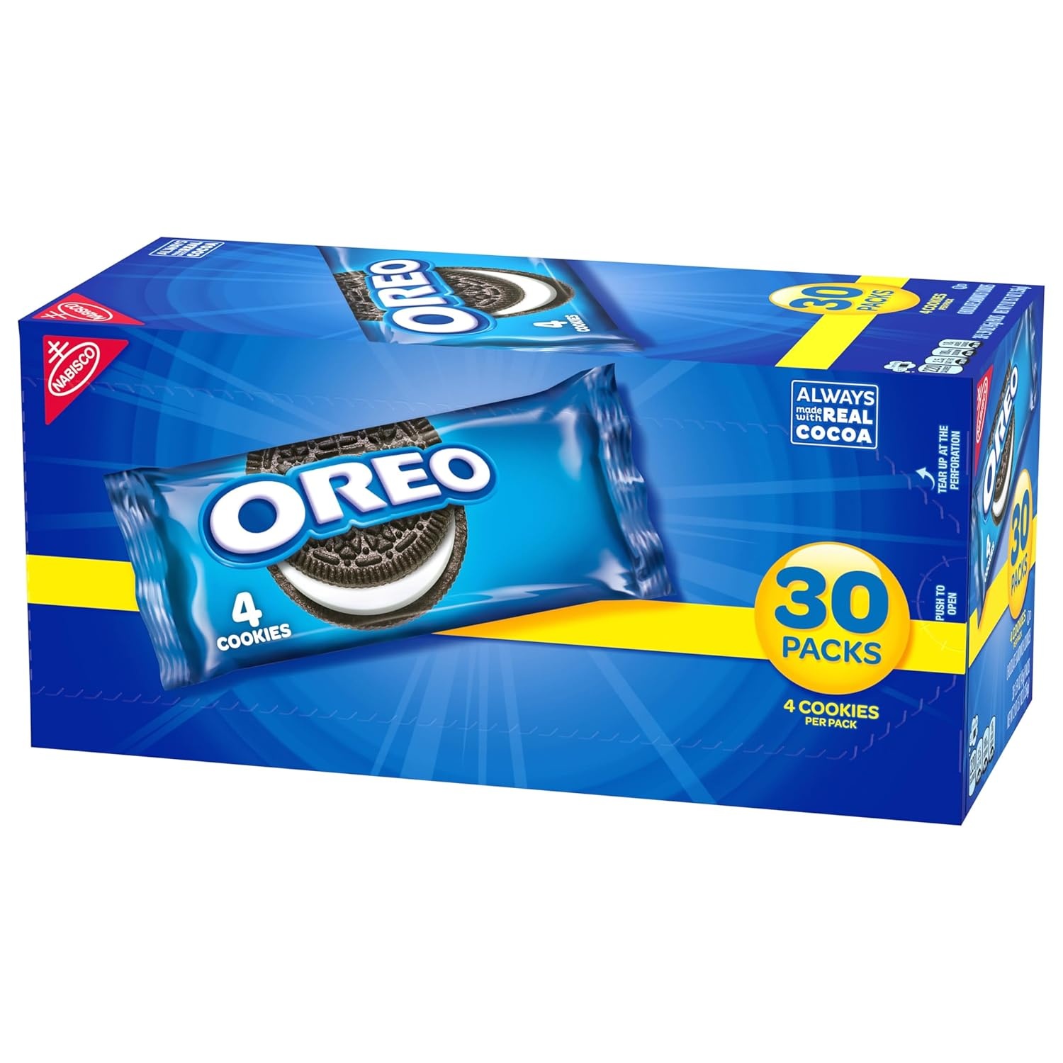 image:imageOREO Chocolate Sandwich Cookies 30 Snack Packs 4 Cookies Per Pack30 Count Pack of 4