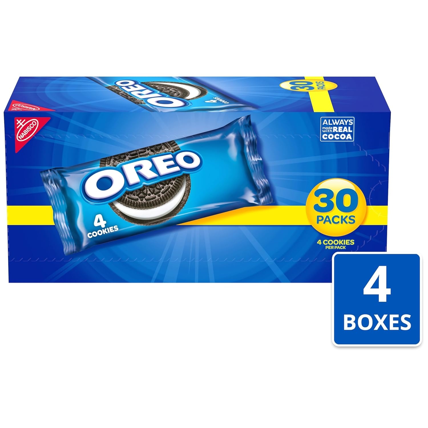 image:imageOREO Chocolate Sandwich Cookies 30 Snack Packs 4 Cookies Per Pack30 Count Pack of 4