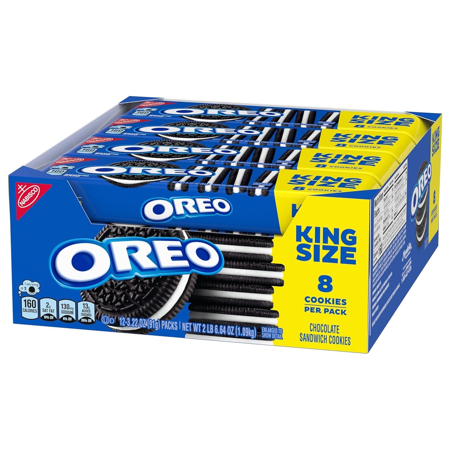image:imageOREO Chocolate Sandwich Cookies King Size 12 Snack Packs 8 Cookies Per Pack