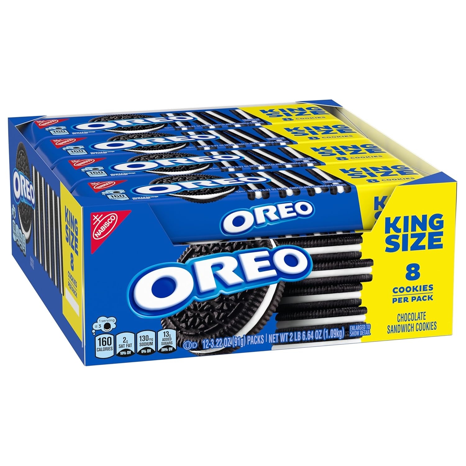 image:imageOREO Chocolate Sandwich Cookies King Size 12 Snack Packs 8 Cookies Per Pack