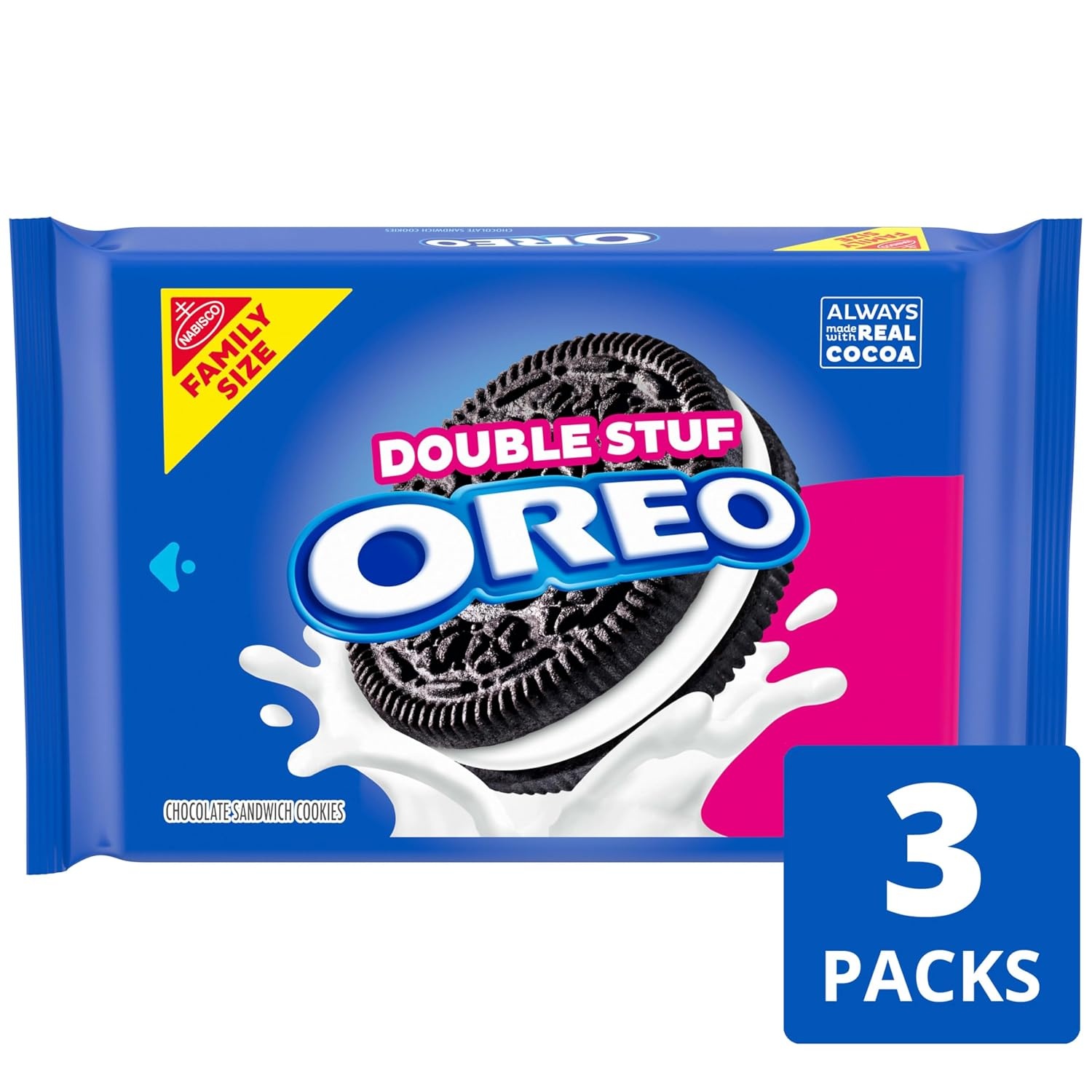 image:imageOREO Double Stuf Chocolate Sandwich Cookies Family Size 3 PacksChocolate