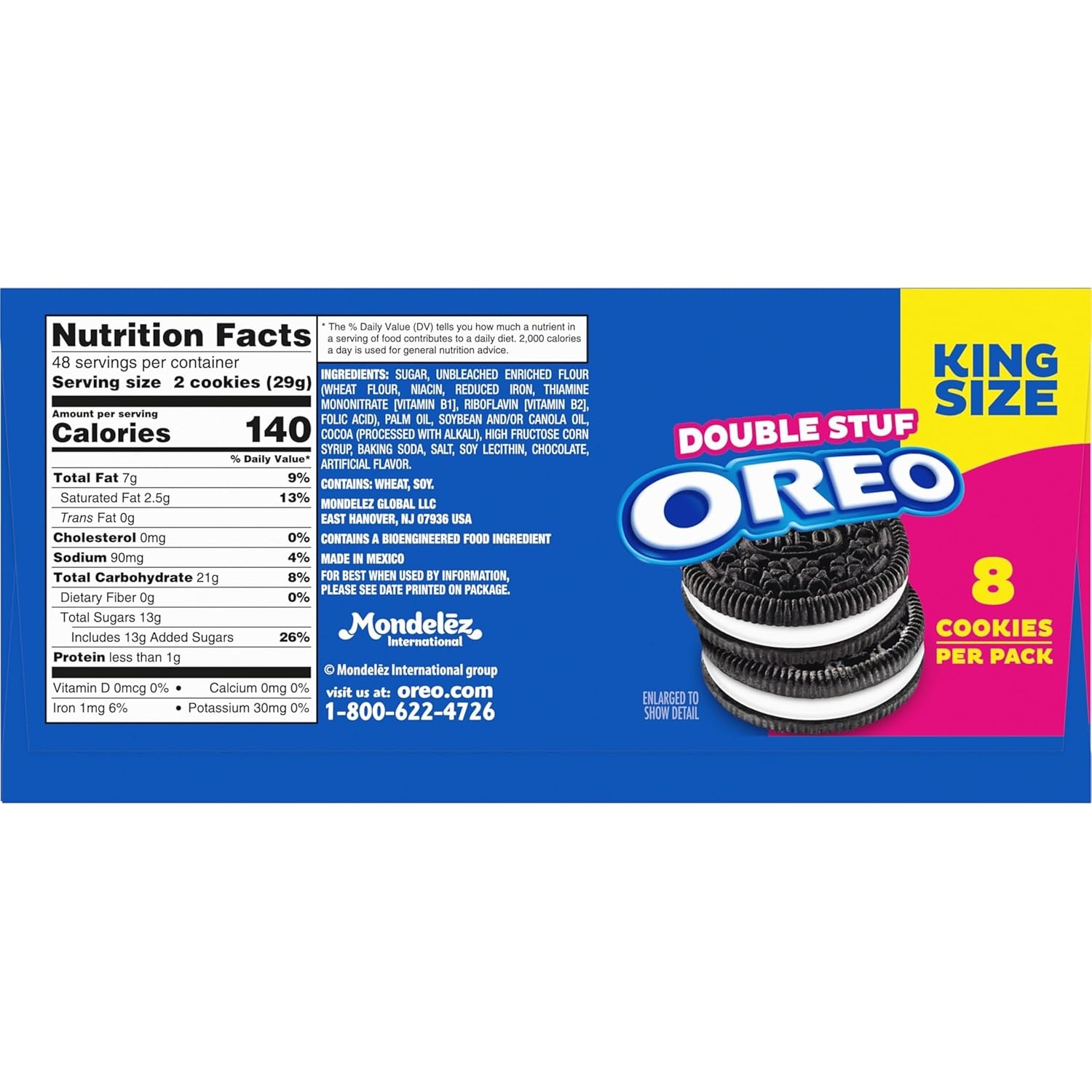 image:imageOREO Double Stuf Chocolate Sandwich Cookies King Size 12 Snack Packs 8 Cookies Per PackAvailable Now