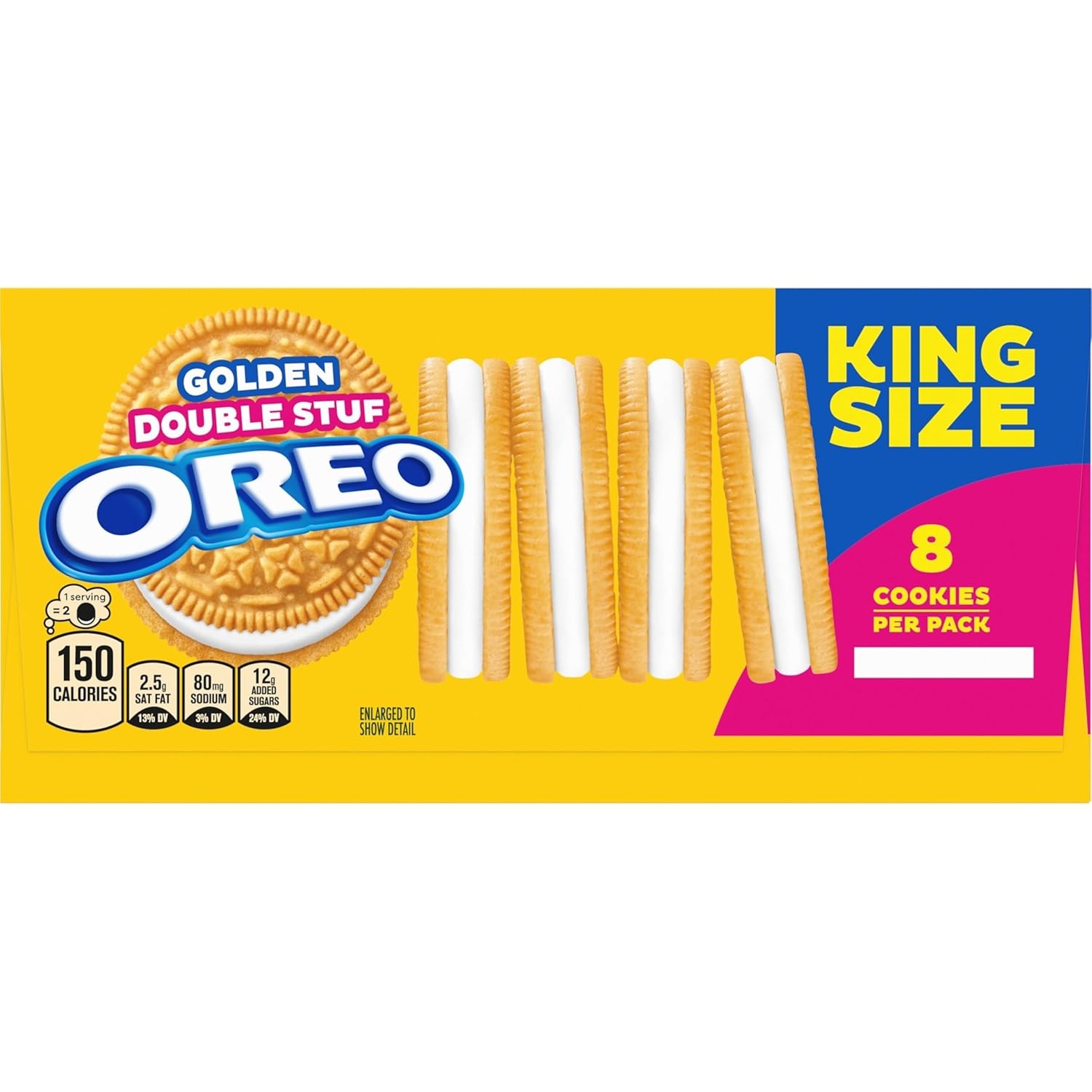 image:imageOREO Double Stuf Golden Sandwich Cookies King Size 12 Snack Packs 8 Cookies Per Pack