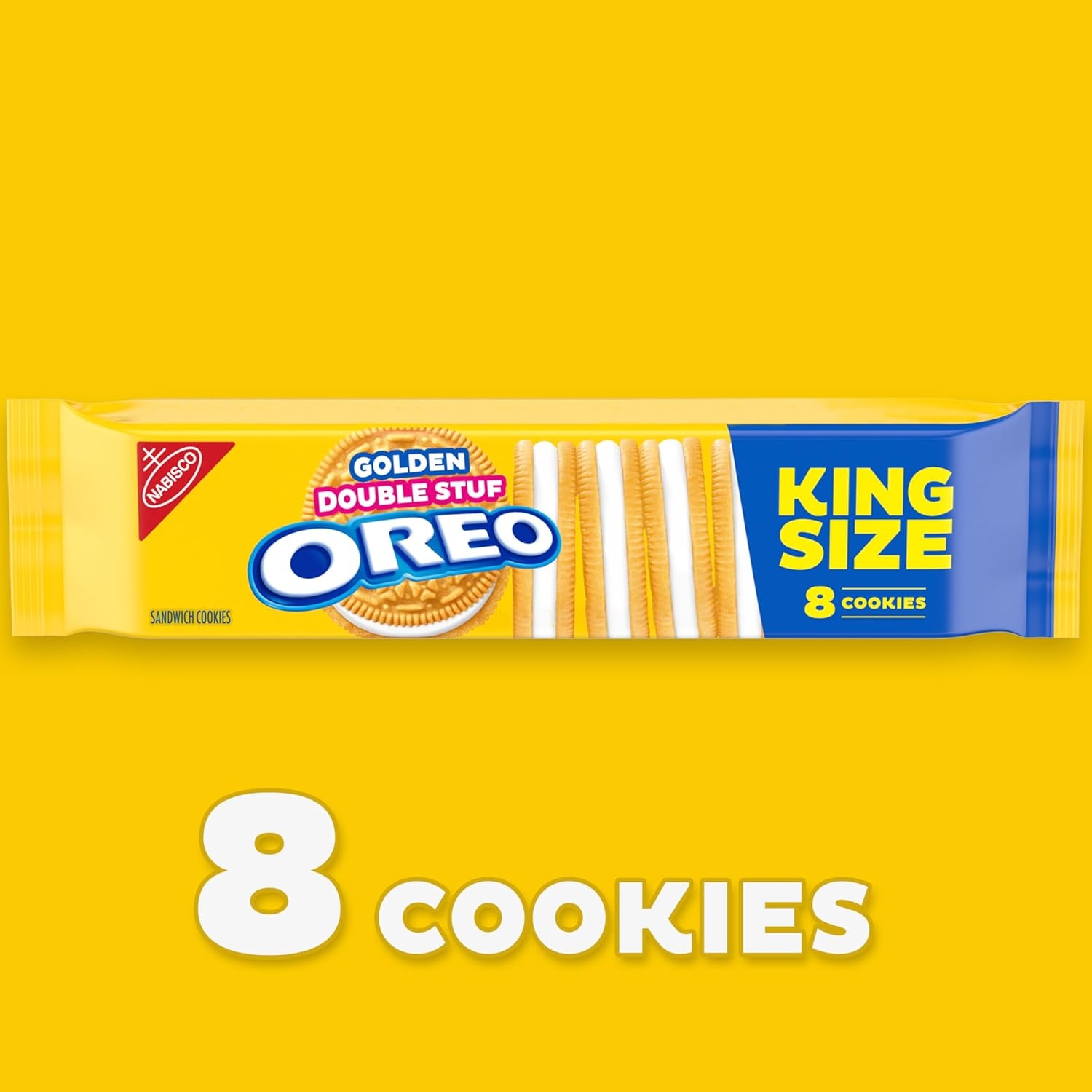image:imageOREO Double Stuf Golden Sandwich Cookies King Size 12 Snack Packs 8 Cookies Per Pack