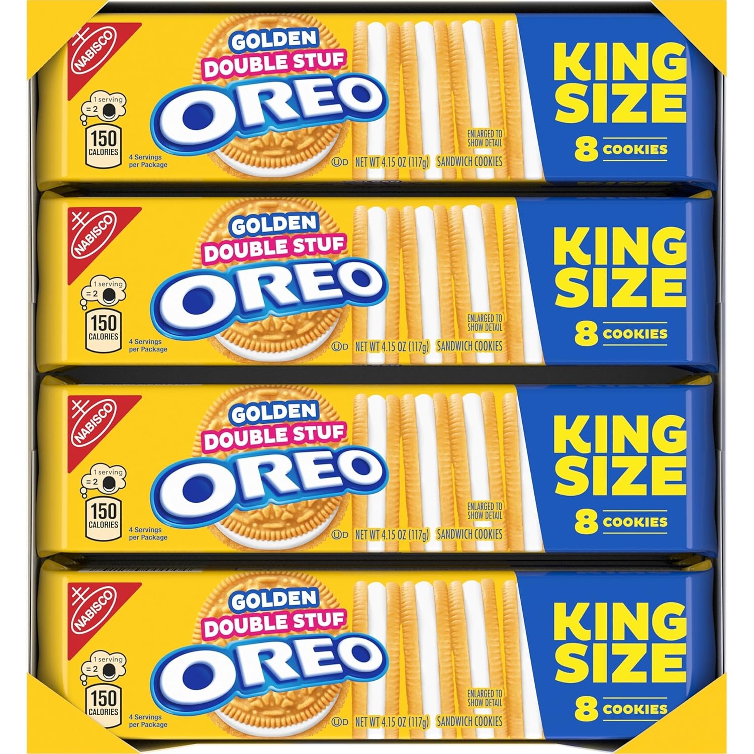 image:imageOREO Double Stuf Golden Sandwich Cookies King Size 12 Snack Packs 8 Cookies Per Pack