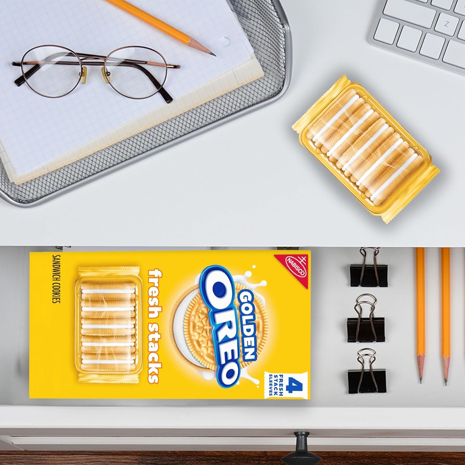 image:imageOREO Fresh Stacks Golden Sandwich Cookies Bulk Travel Snacks 6 Boxes 24 Multi Snack Packs24 Stacks Pack of 2