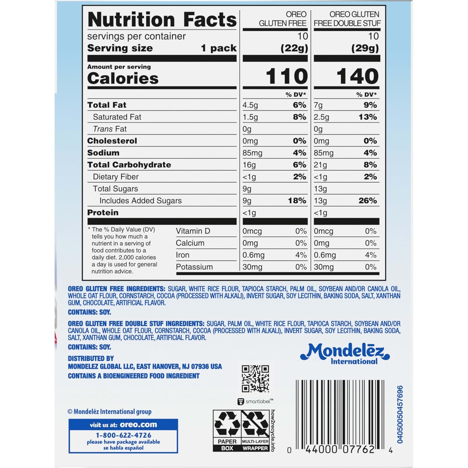 image:imageOREO Gluten Free Original amp Double Stuf Chocolate Sandwich Cookies Variety Pack Gluten Free Cookies 20 Snack Packs 2 Cookies Per Pack20 Count Pack of 1