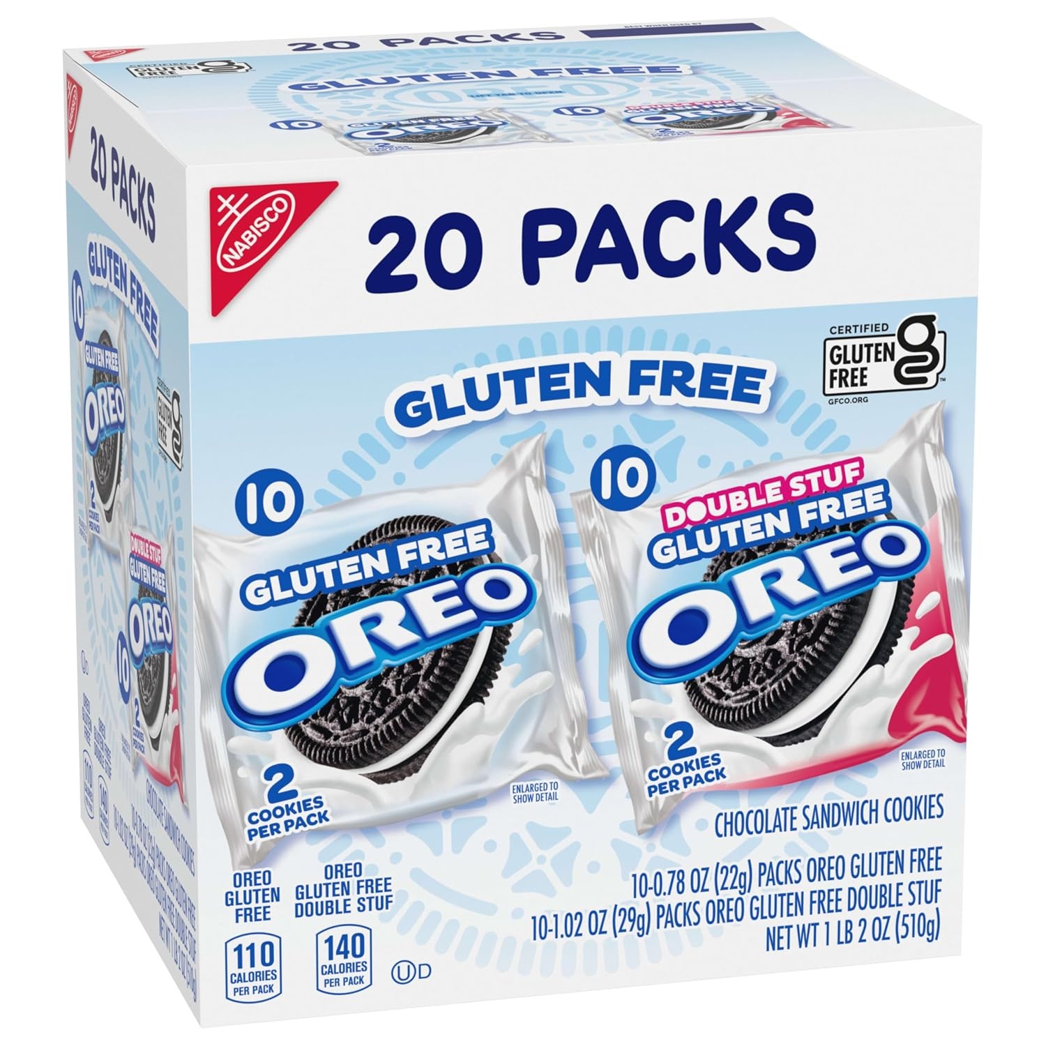 image:imageOREO Gluten Free Original amp Double Stuf Chocolate Sandwich Cookies Variety Pack Gluten Free Cookies 20 Snack Packs 2 Cookies Per Pack20 Count Pack of 4