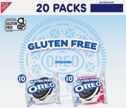 image:imageOREO Gluten Free Original amp Double Stuf Chocolate Sandwich Cookies Variety Pack Gluten Free Cookies 20 Snack Packs 2 Cookies Per Pack20 Count Pack of 4