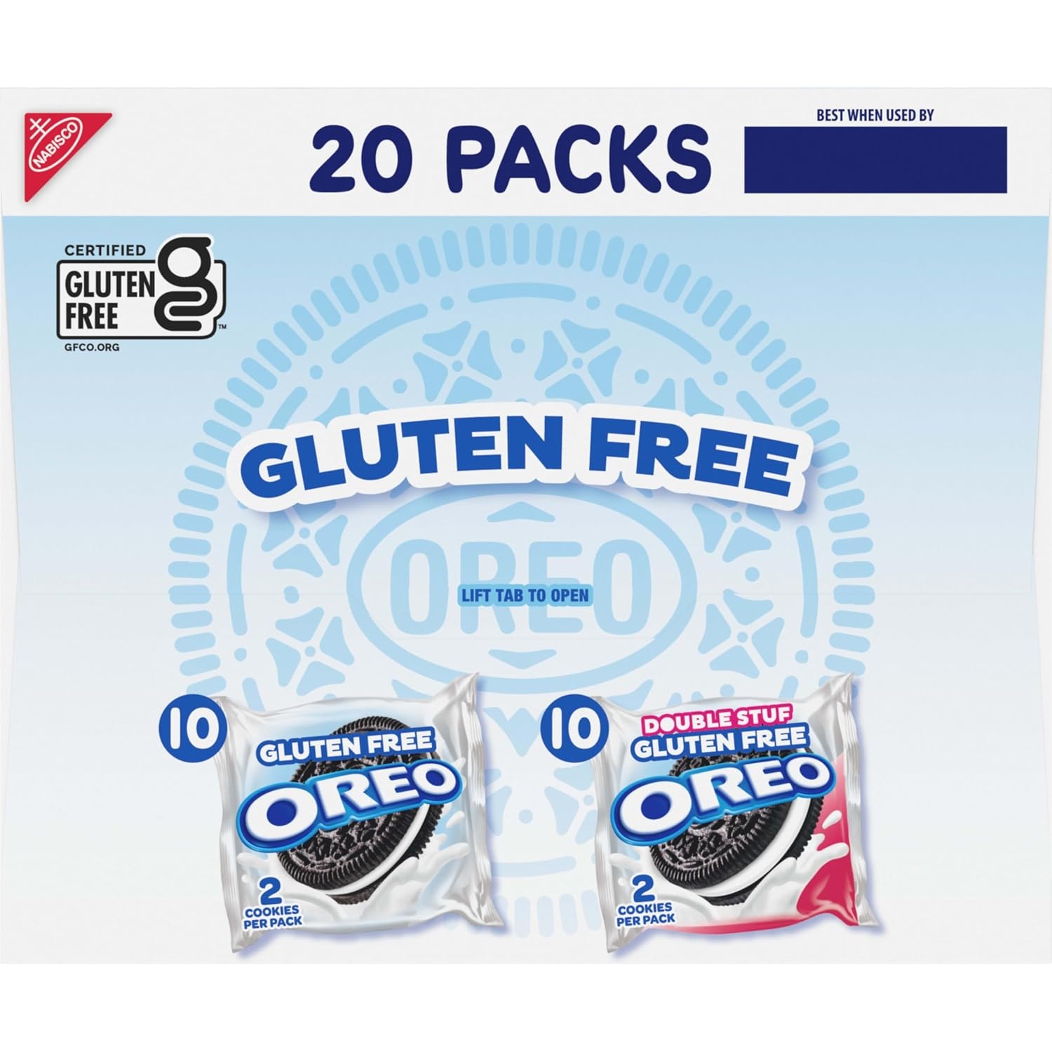 image:imageOREO Gluten Free Original amp Double Stuf Chocolate Sandwich Cookies Variety Pack Gluten Free Cookies 20 Snack Packs 2 Cookies Per Pack20 Count Pack of 1