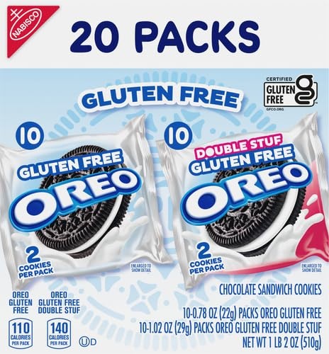 image:imageOREO Gluten Free Original amp Double Stuf Chocolate Sandwich Cookies Variety Pack Gluten Free Cookies 20 Snack Packs 2 Cookies Per Pack20 Count Pack of 4