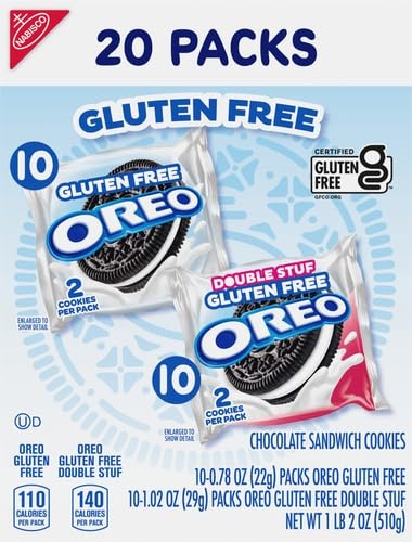image:imageOREO Gluten Free Original amp Double Stuf Chocolate Sandwich Cookies Variety Pack Gluten Free Cookies 20 Snack Packs 2 Cookies Per Pack20 Count Pack of 4