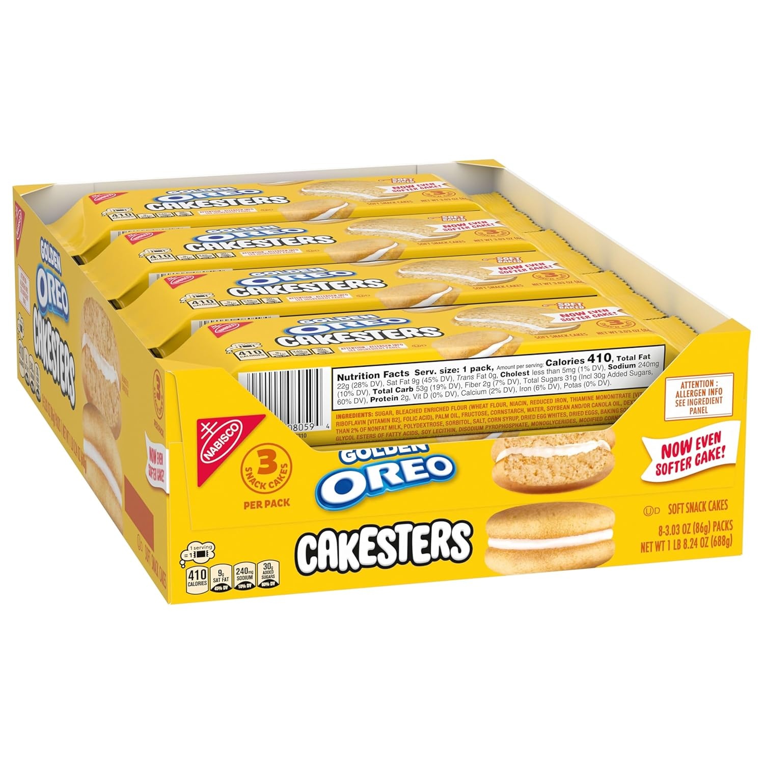 image:imageOREO Golden Cakesters Soft Snack Cakes 8303 oz Snack Packs303 Ounce Pack of 8
