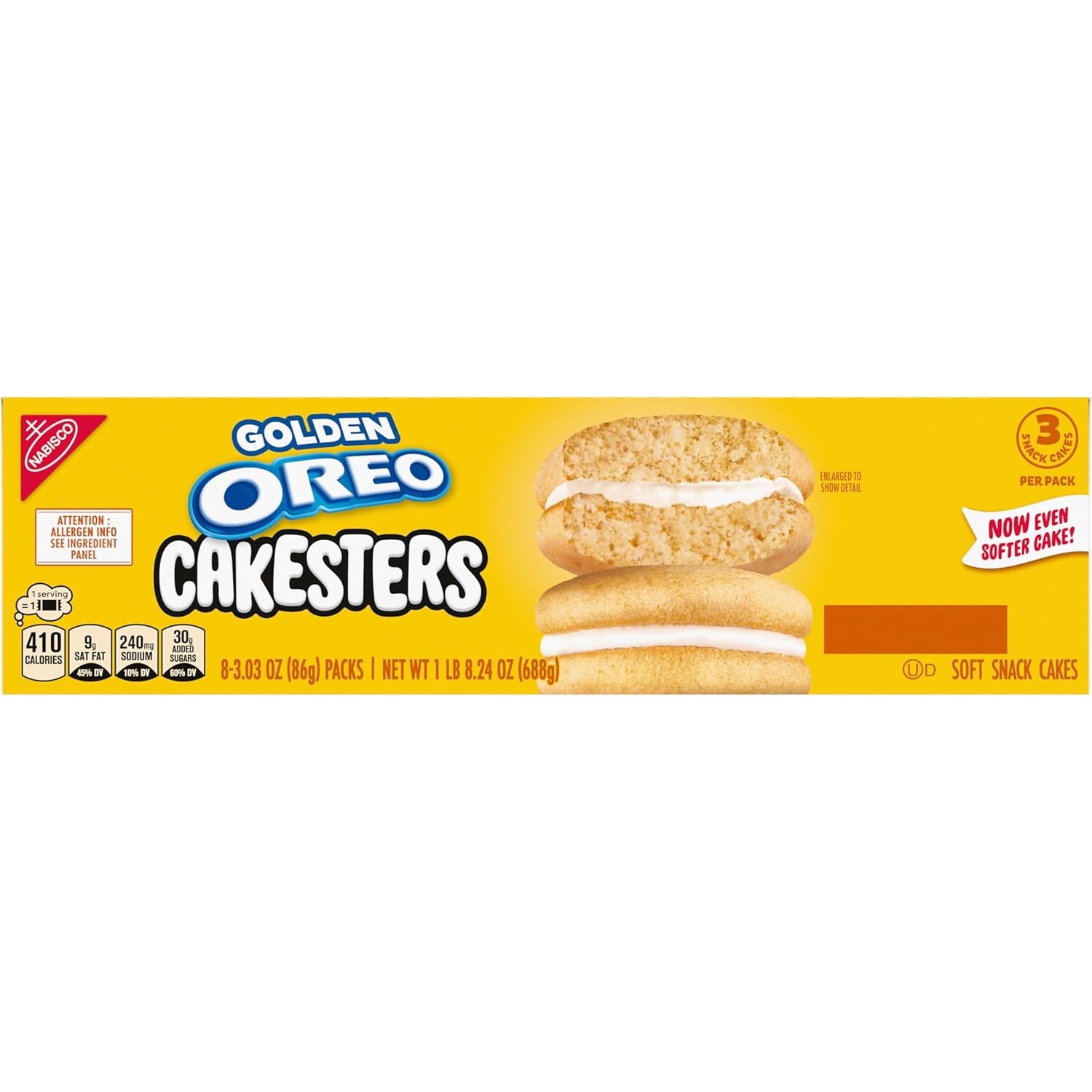 image:imageOREO Golden Cakesters Soft Snack Cakes 8303 oz Snack Packs303 Ounce Pack of 8