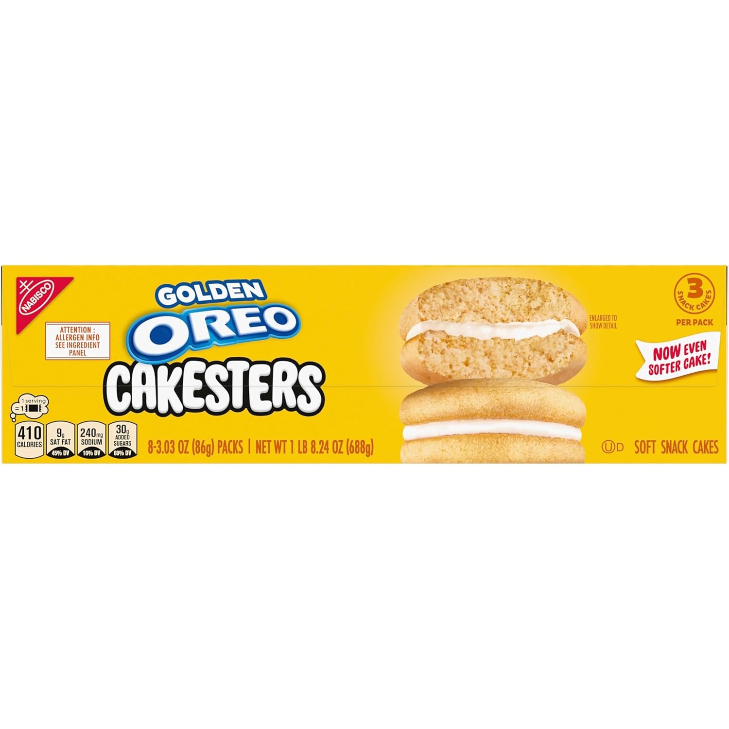 image:imageOREO Golden Cakesters Soft Snack Cakes 8303 oz Snack Packs303 Ounce Pack of 8