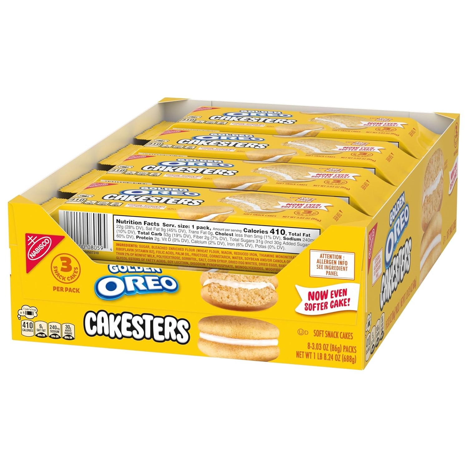 image:imageOREO Golden Cakesters Soft Snack Cakes 8303 oz Snack Packs303 Ounce Pack of 8