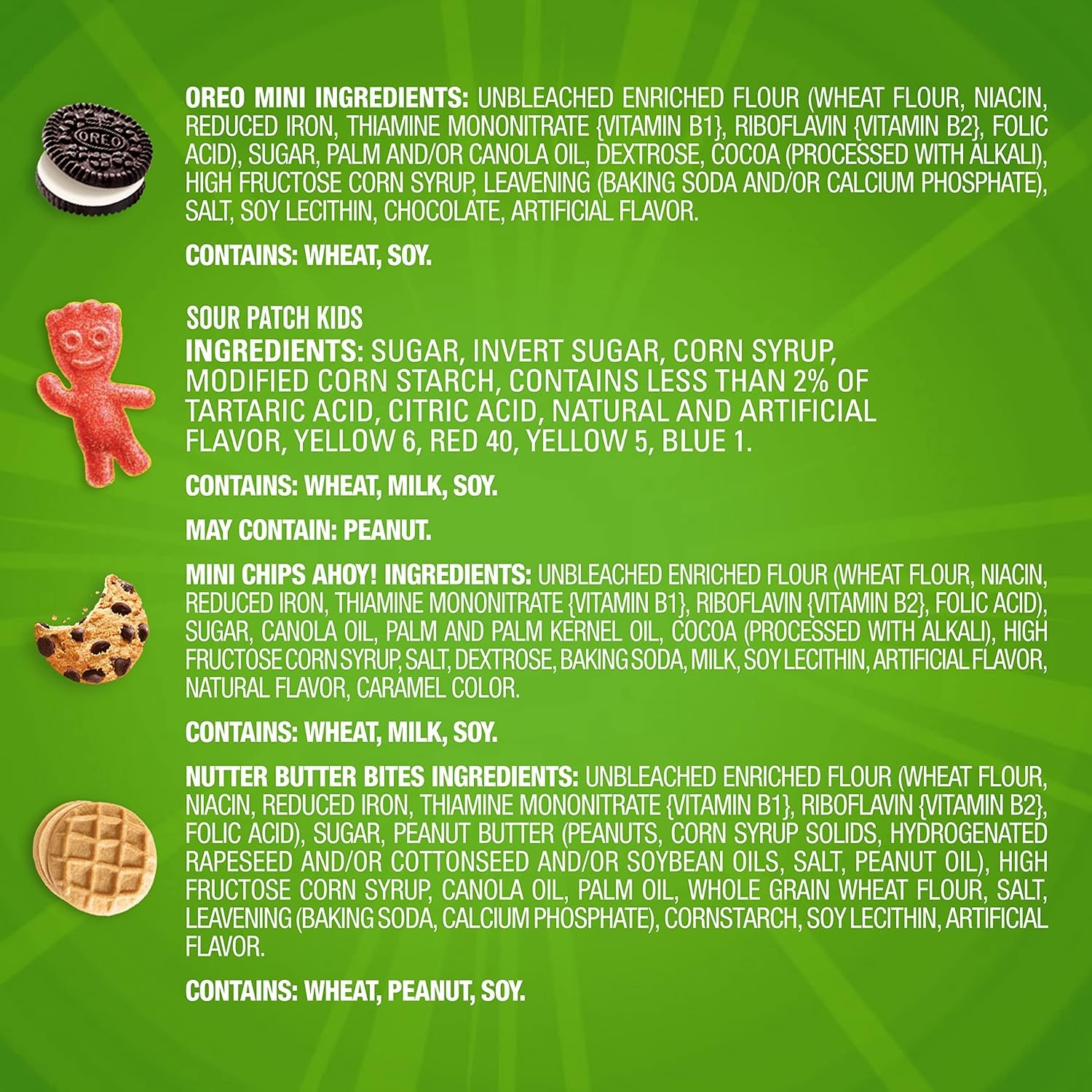 image:imageOREO Mini Cookies CHIPS AHOY Mini Cookies SOUR PATCH KIDS Candy amp Nutter Butter Bites amp Candy Variety Pack 32 Snack Packs32 Snack Packs Pack of 2