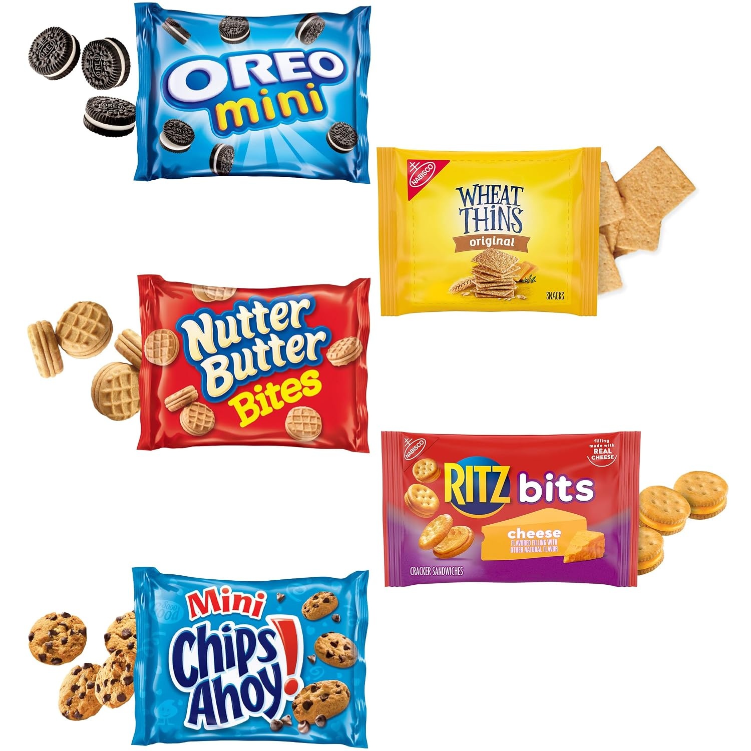 image:imageOREO Mini Cookies Mini CHIPS AHOY Cookies RITZ Bits Cheese Crackers Nutter Butter Bites amp Wheat Thins Crackers Nabisco Cookie amp Cracker Variety Pack 50 Snack Packs