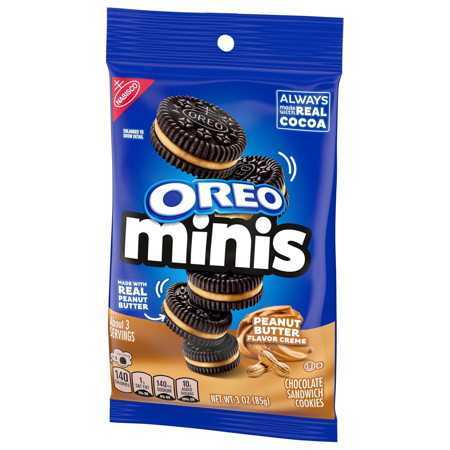 image:imageOREO Mini Peanut Butter Chocolate Sandwich Cookies 123 oz Packs