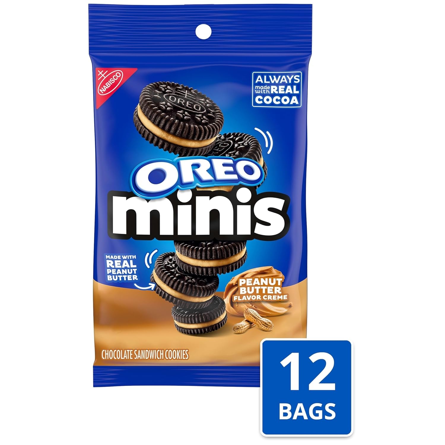 image:imageOREO Mini Peanut Butter Chocolate Sandwich Cookies 123 oz Packs
