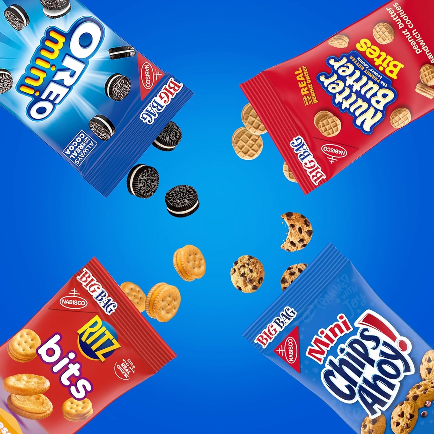 image:imageOREO Minis Cookies CHIPS AHOY Minis Cookies Nutter Butter Bites amp RITZ Bits Cheese Crackers Variety Pack 15 Snack Packs3 Ounce Pack of 2